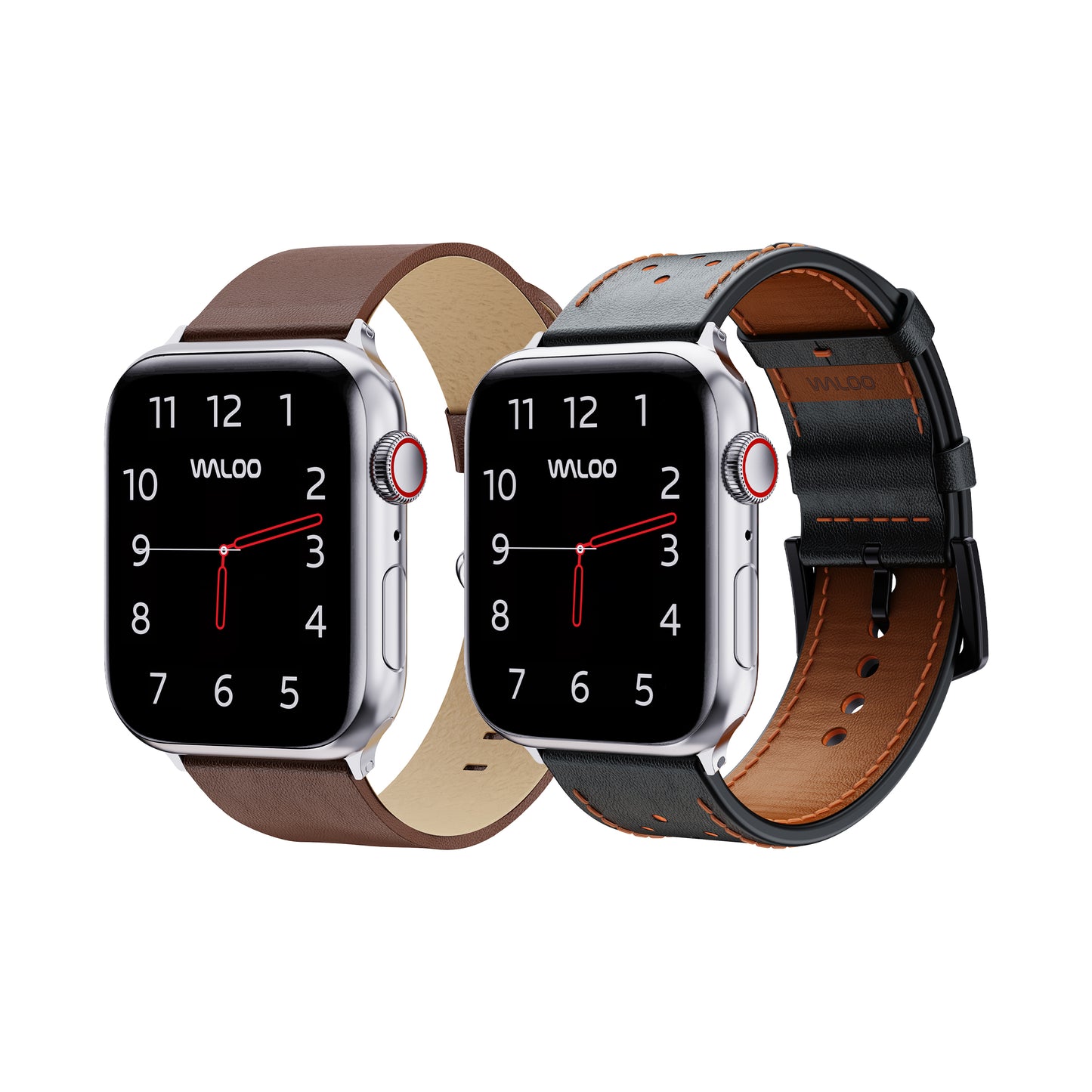 Waloo 2-Pack Leather Grain & Breathable Leather Bands For Apple Watch