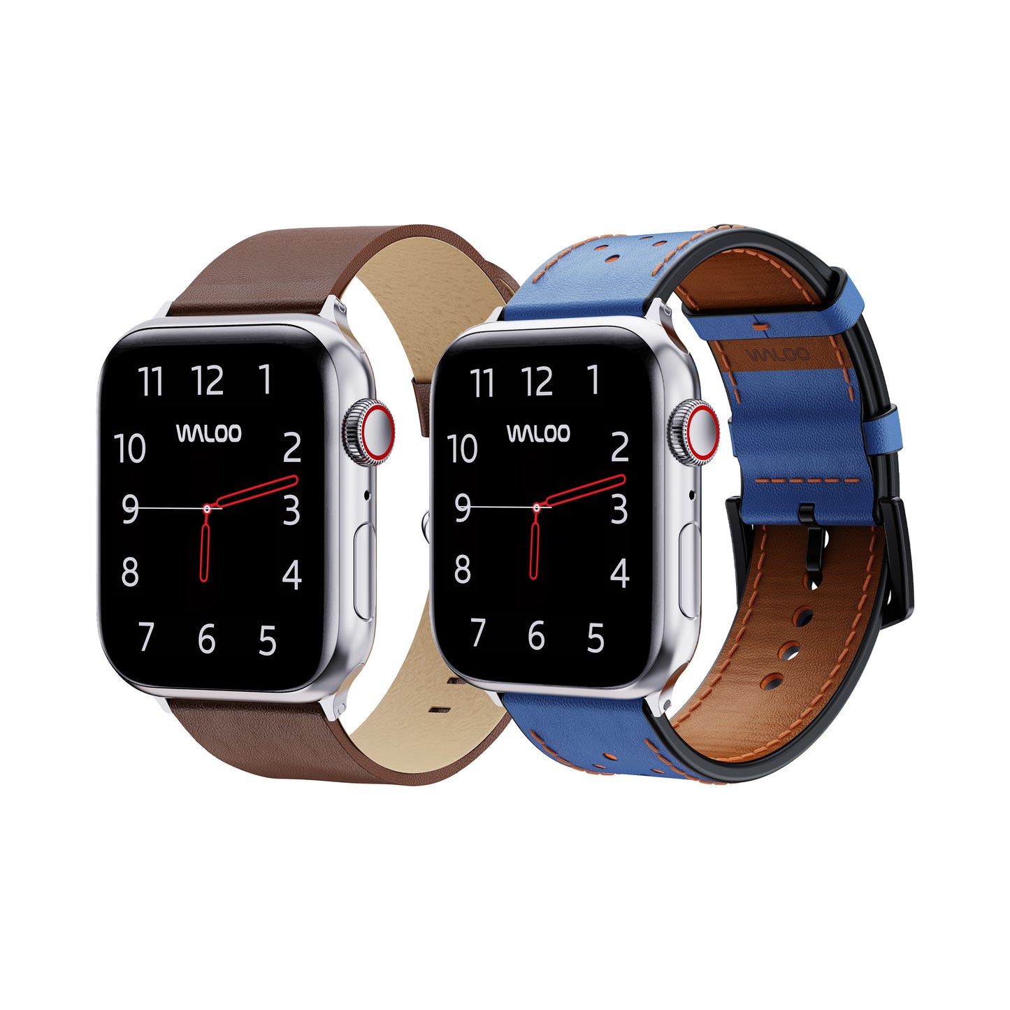 Waloo 2-Pack Leather Grain & Breathable Leather Bands For Apple Watch