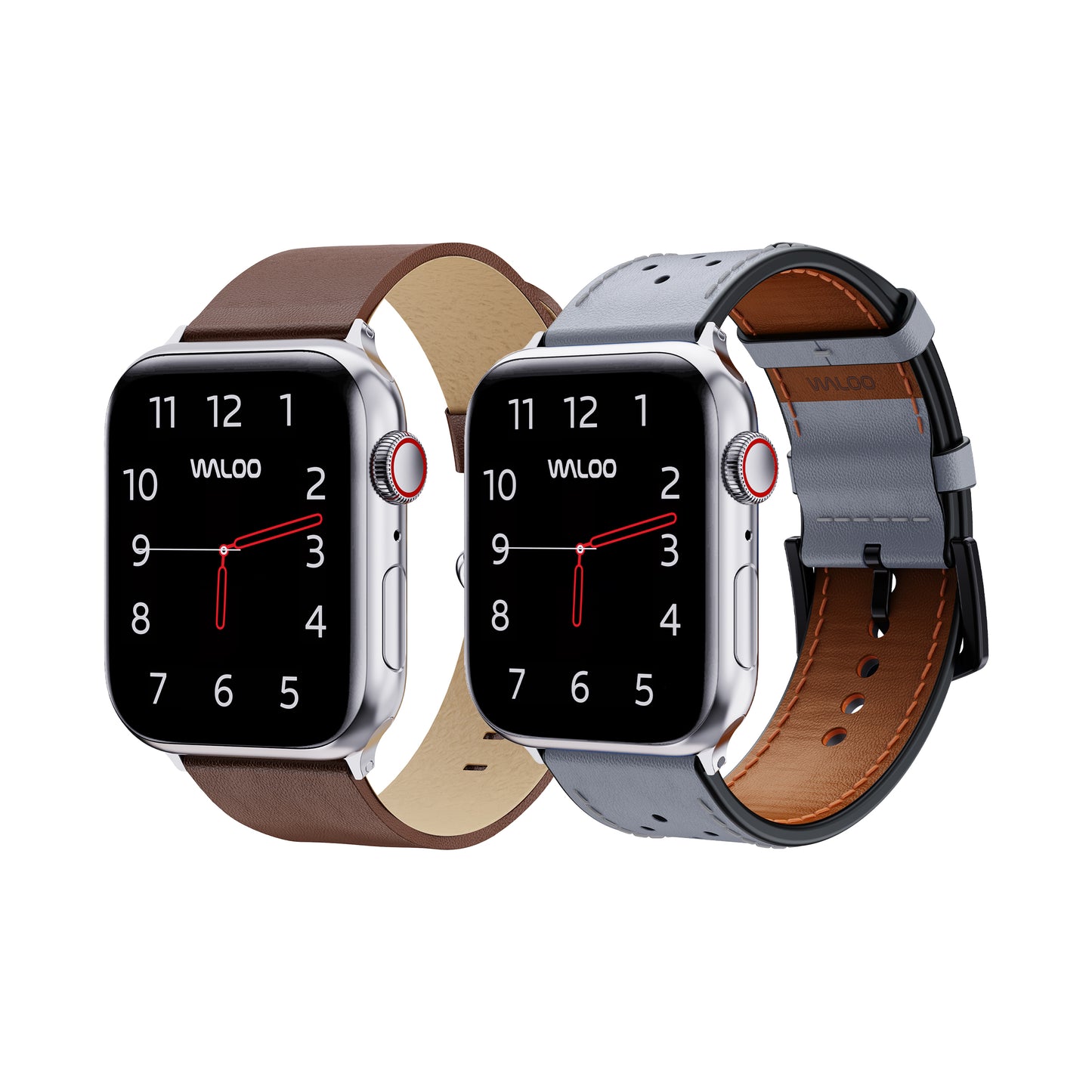 Waloo 2-Pack Leather Grain & Breathable Leather Bands For Apple Watch