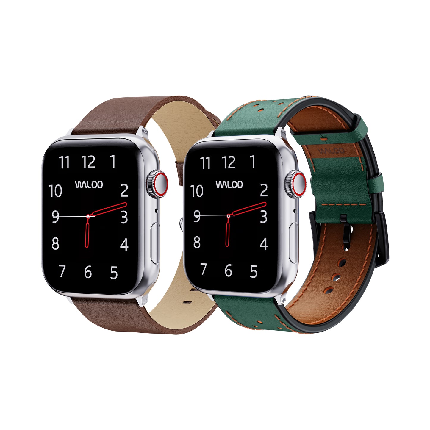 Waloo 2-Pack Leather Grain & Breathable Leather Bands For Apple Watch