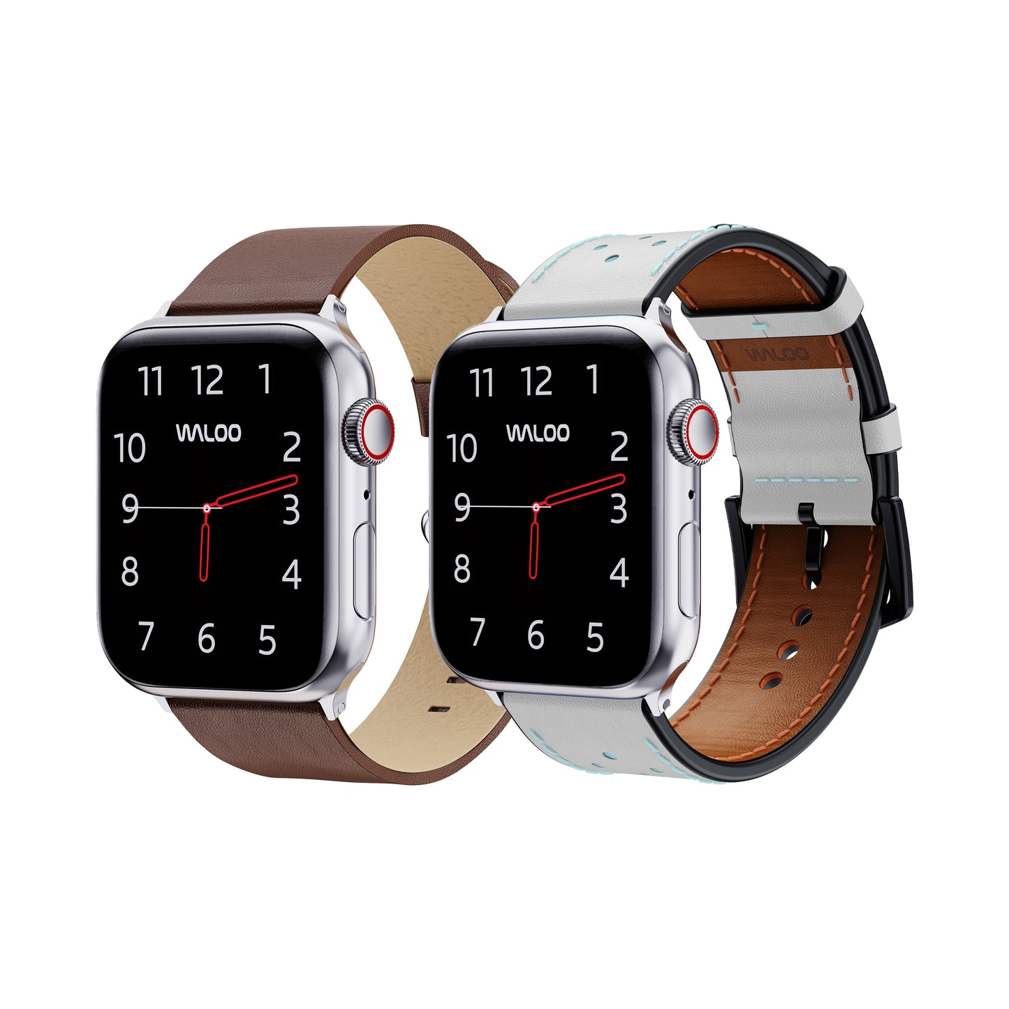 Waloo 2-Pack Leather Grain & Breathable Leather Bands For Apple Watch