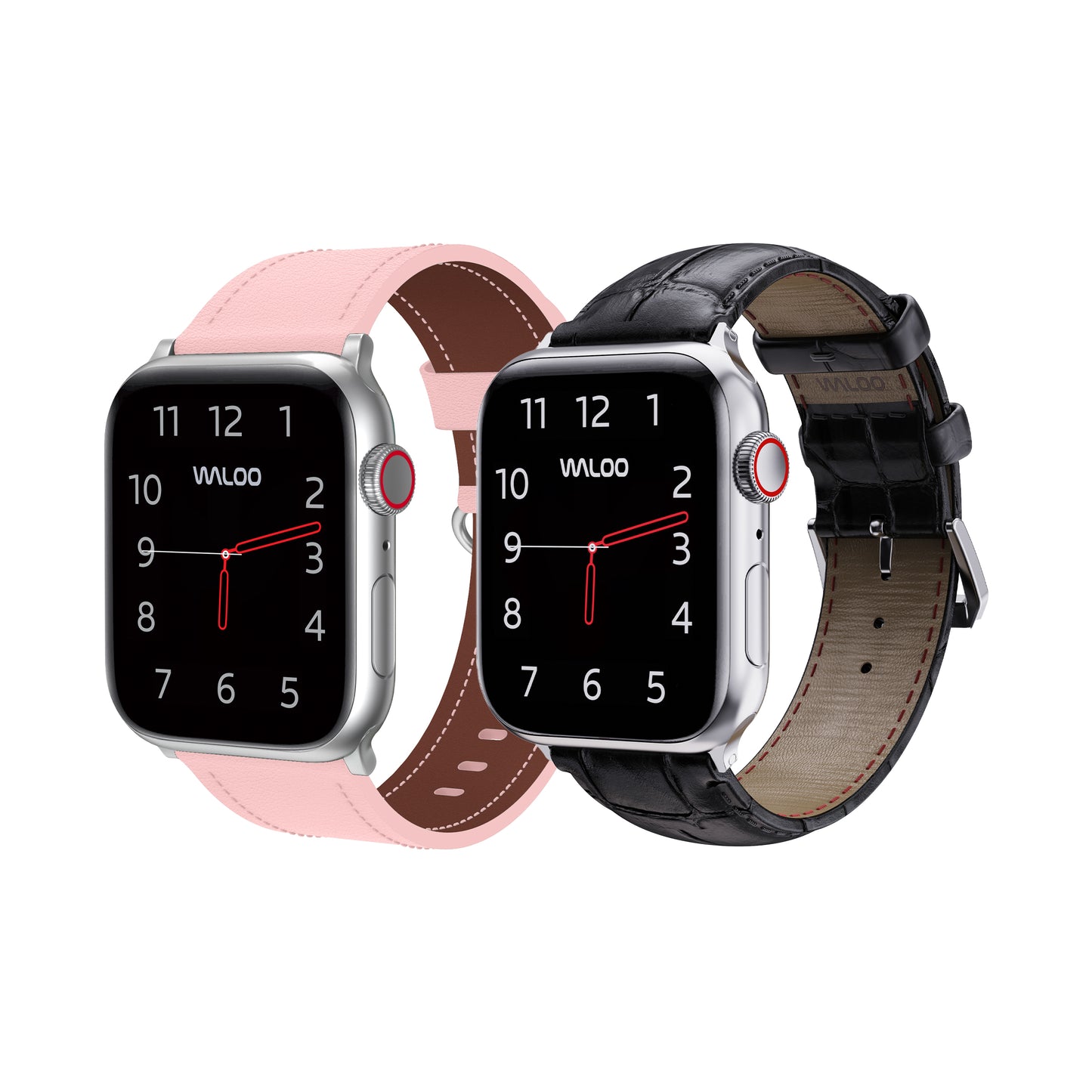 Waloo 2-Pack Classic Leather & Crocodile Leather Bands For Apple Watch