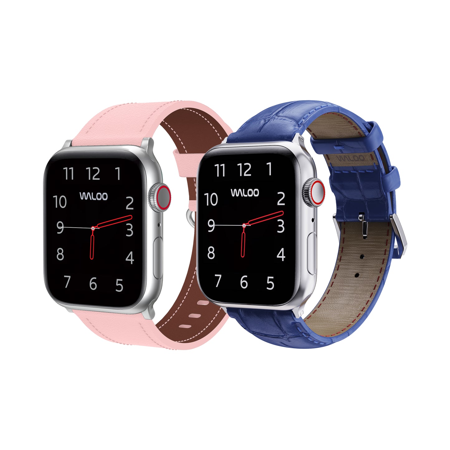 Waloo 2-Pack Classic Leather & Crocodile Leather Bands For Apple Watch