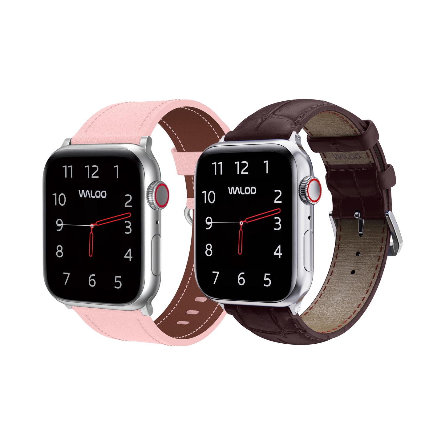 Waloo 2-Pack Classic Leather & Crocodile Leather Bands For Apple Watch