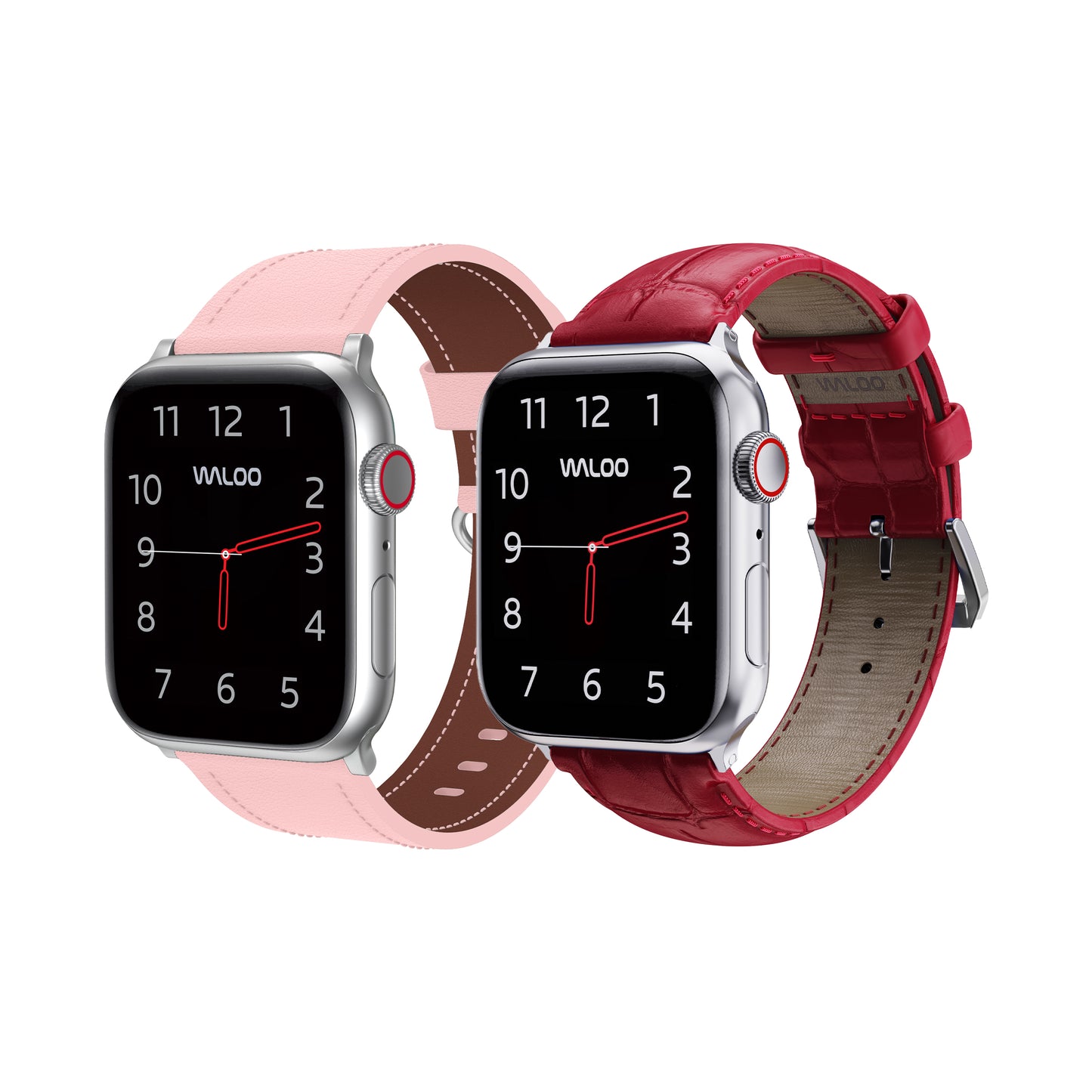 Waloo 2-Pack Classic Leather & Crocodile Leather Bands For Apple Watch