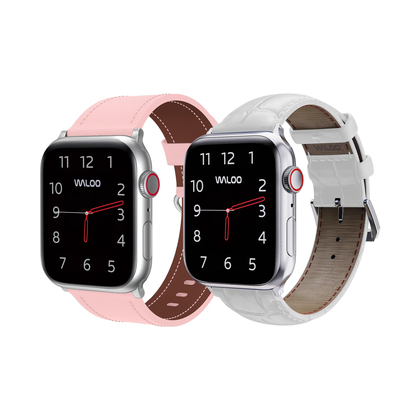 Waloo 2-Pack Classic Leather & Crocodile Leather Bands For Apple Watch