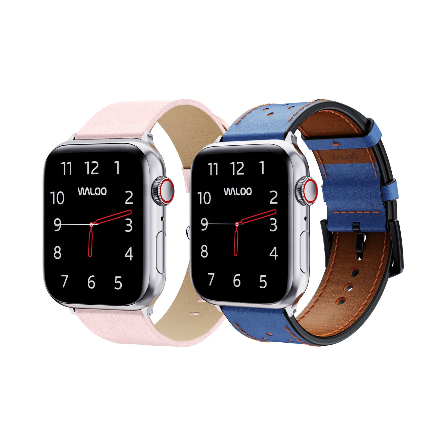 Waloo 2-Pack Leather Grain & Breathable Leather Bands For Apple Watch
