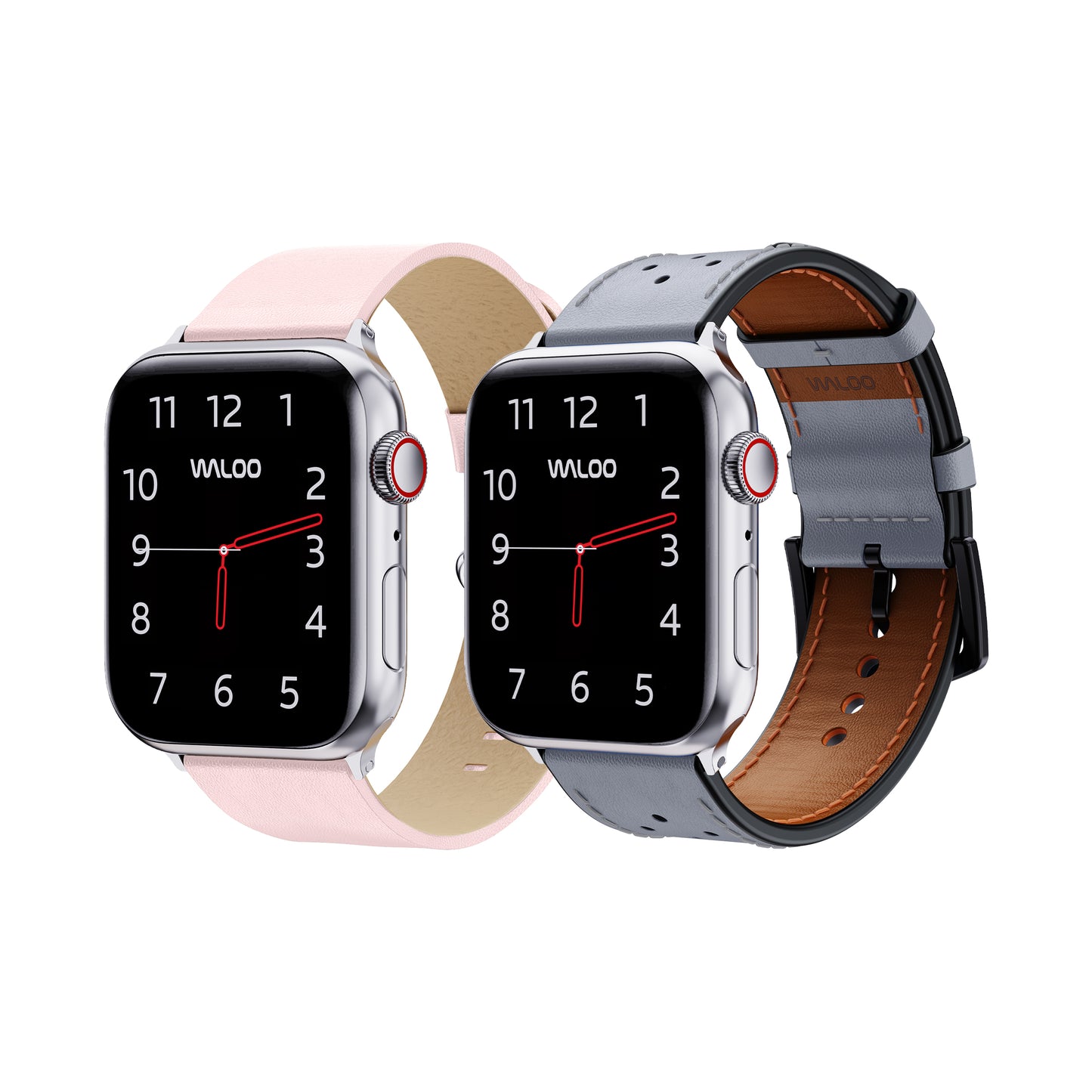 Waloo 2-Pack Leather Grain & Breathable Leather Bands For Apple Watch