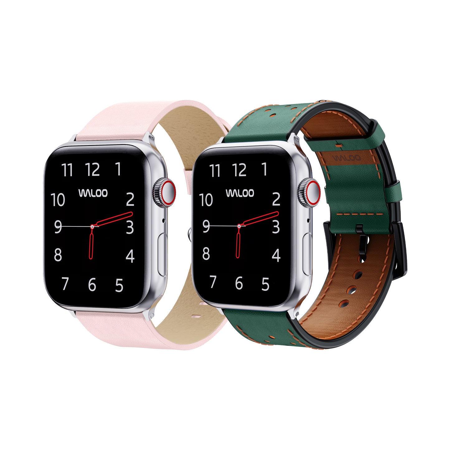 Waloo 2-Pack Leather Grain & Breathable Leather Bands For Apple Watch
