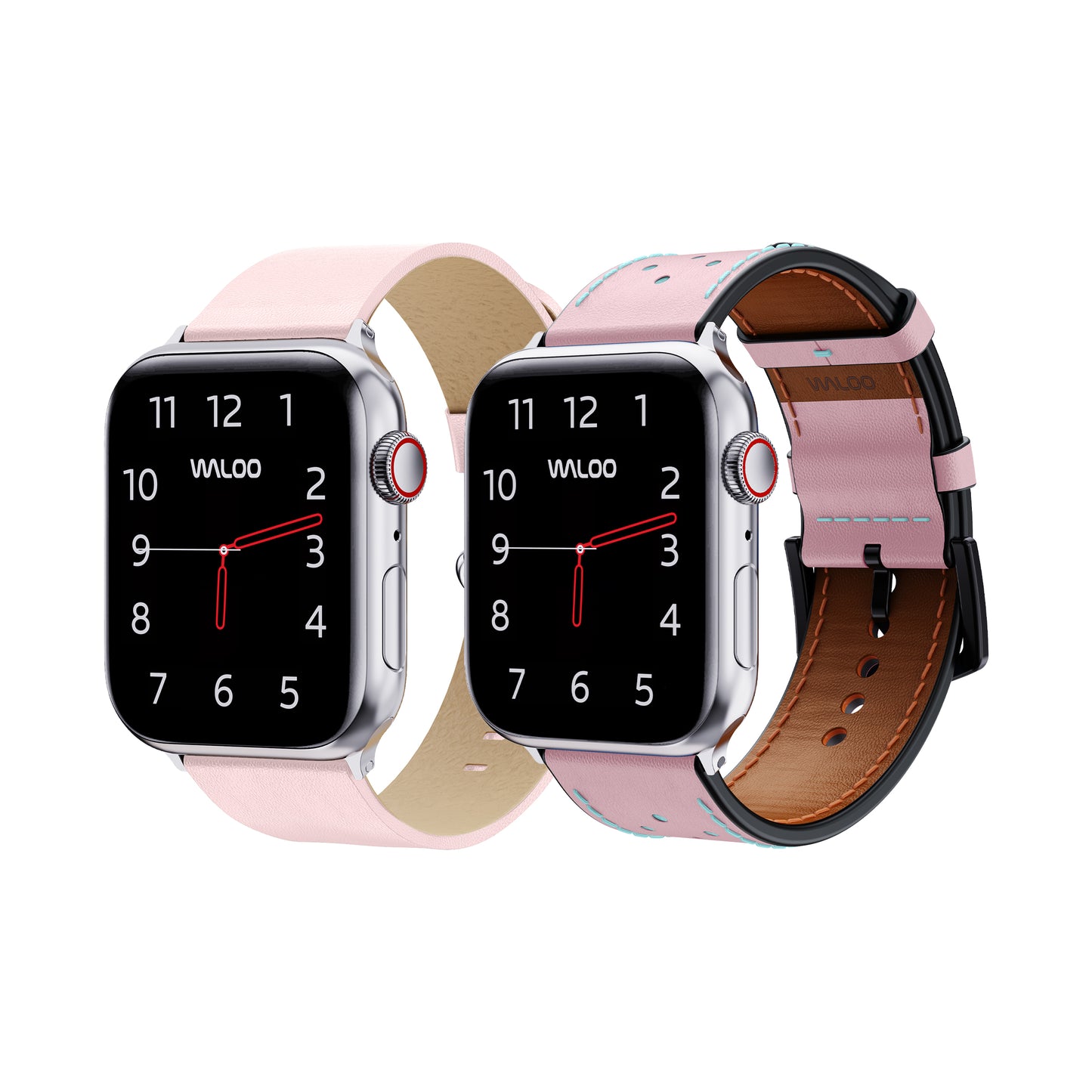 Waloo 2-Pack Leather Grain & Breathable Leather Bands For Apple Watch