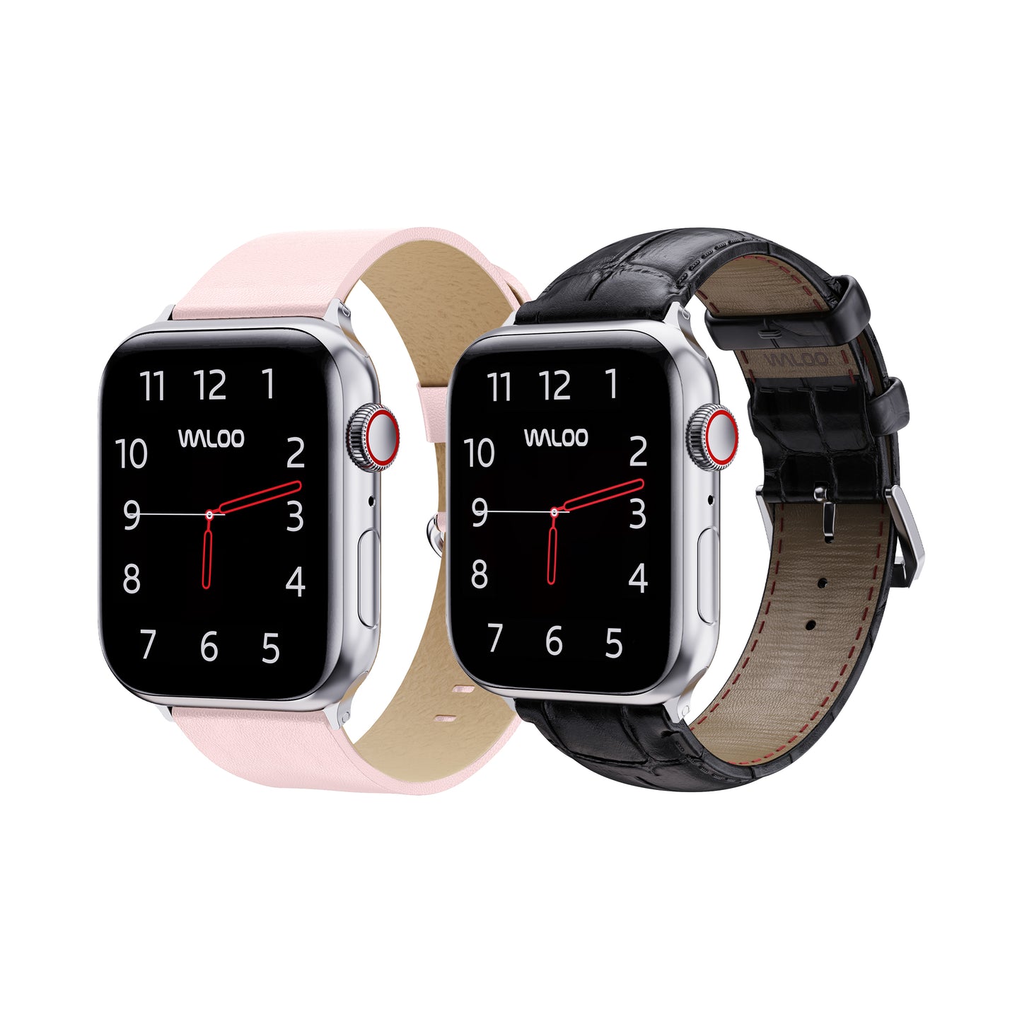 Waloo 2-Pack Leather Grain & Crocodile Leather Bands For Apple Watch