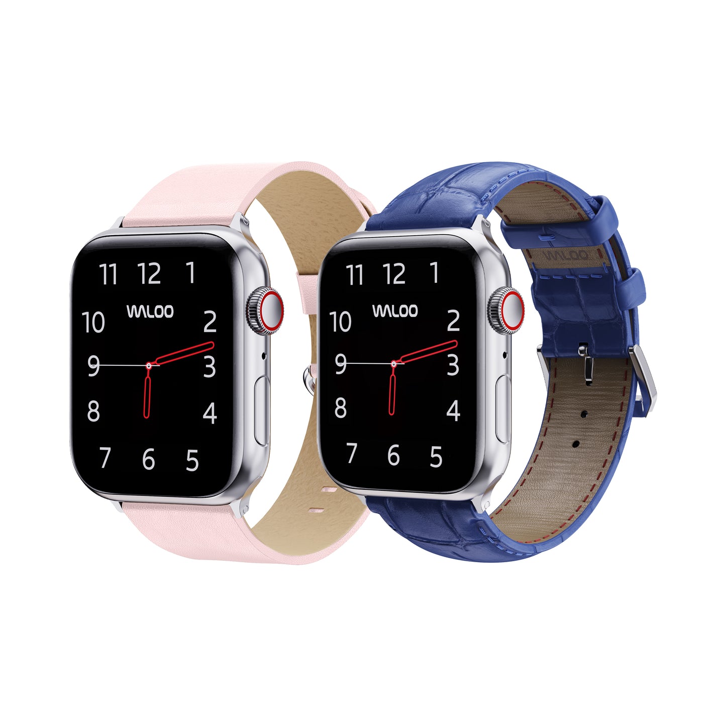 Waloo 2-Pack Leather Grain & Crocodile Leather Bands For Apple Watch