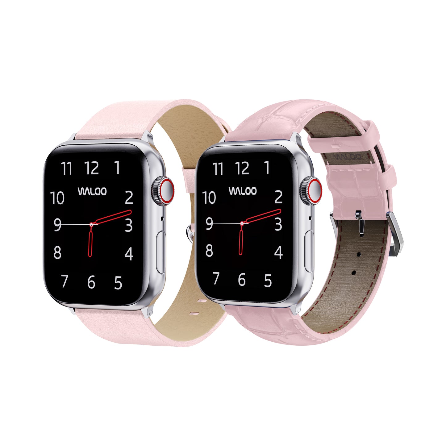 Waloo 2-Pack Leather Grain & Crocodile Leather Bands For Apple Watch