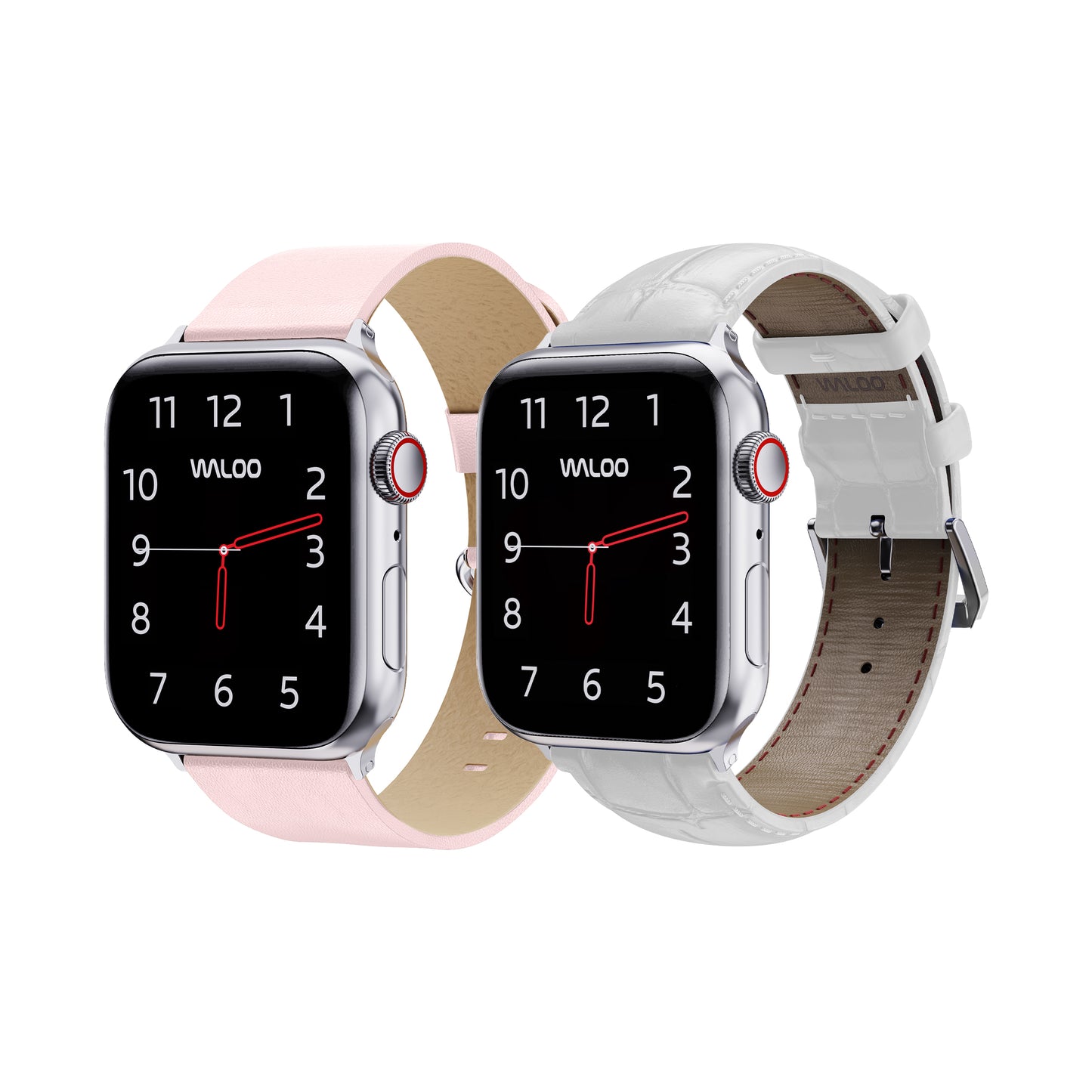 Waloo 2-Pack Leather Grain & Crocodile Leather Bands For Apple Watch