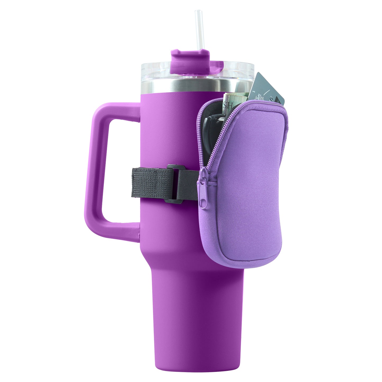 Tumbler Bottle Pouch W/ Zipper & Built in Pocket