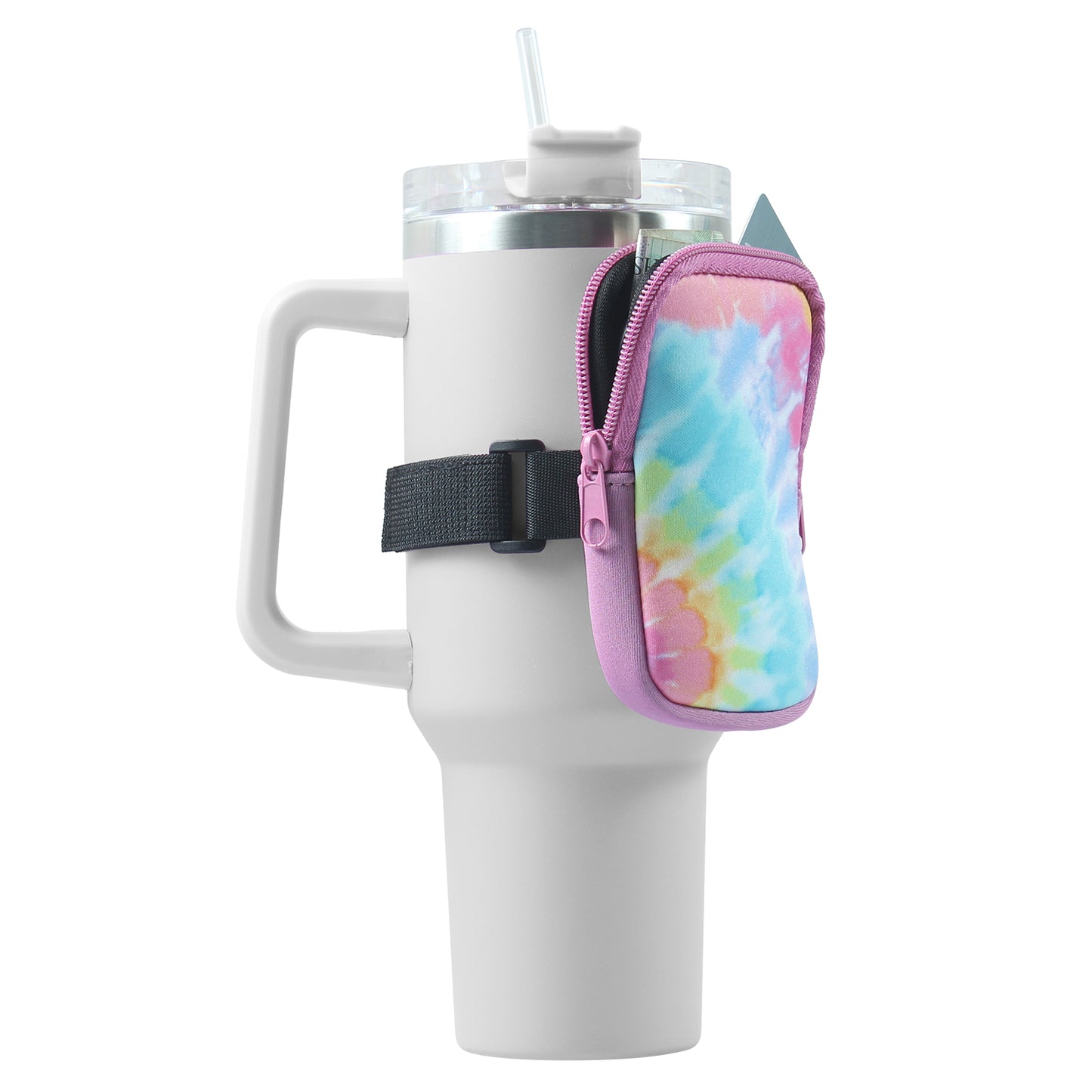Tumbler Bottle Pouch W/ Zipper & Built in Pocket