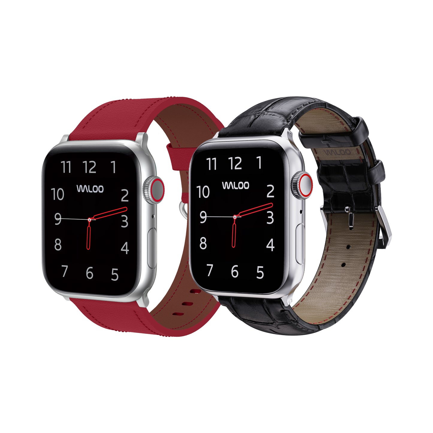 Waloo 2-Pack Classic Leather & Crocodile Leather Bands For Apple Watch