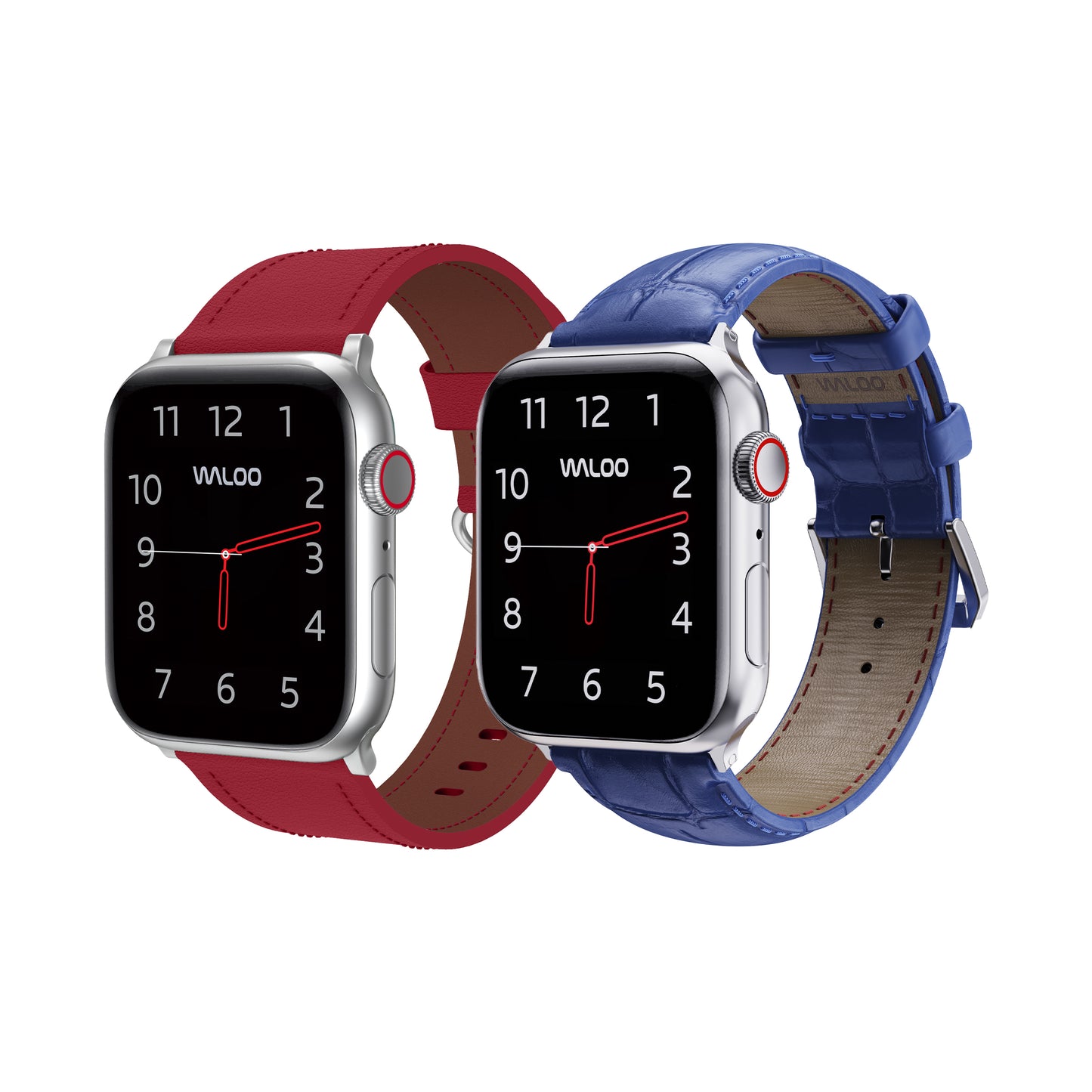 Waloo 2-Pack Classic Leather & Crocodile Leather Bands For Apple Watch