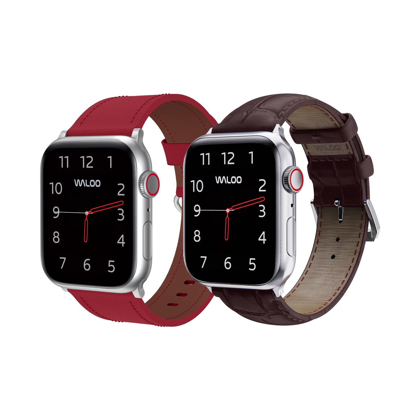 Waloo 2-Pack Classic Leather & Crocodile Leather Bands For Apple Watch