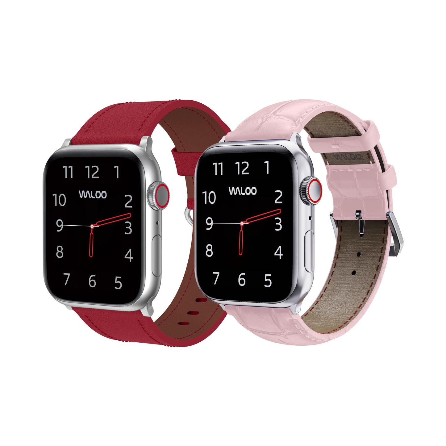Waloo 2-Pack Classic Leather & Crocodile Leather Bands For Apple Watch