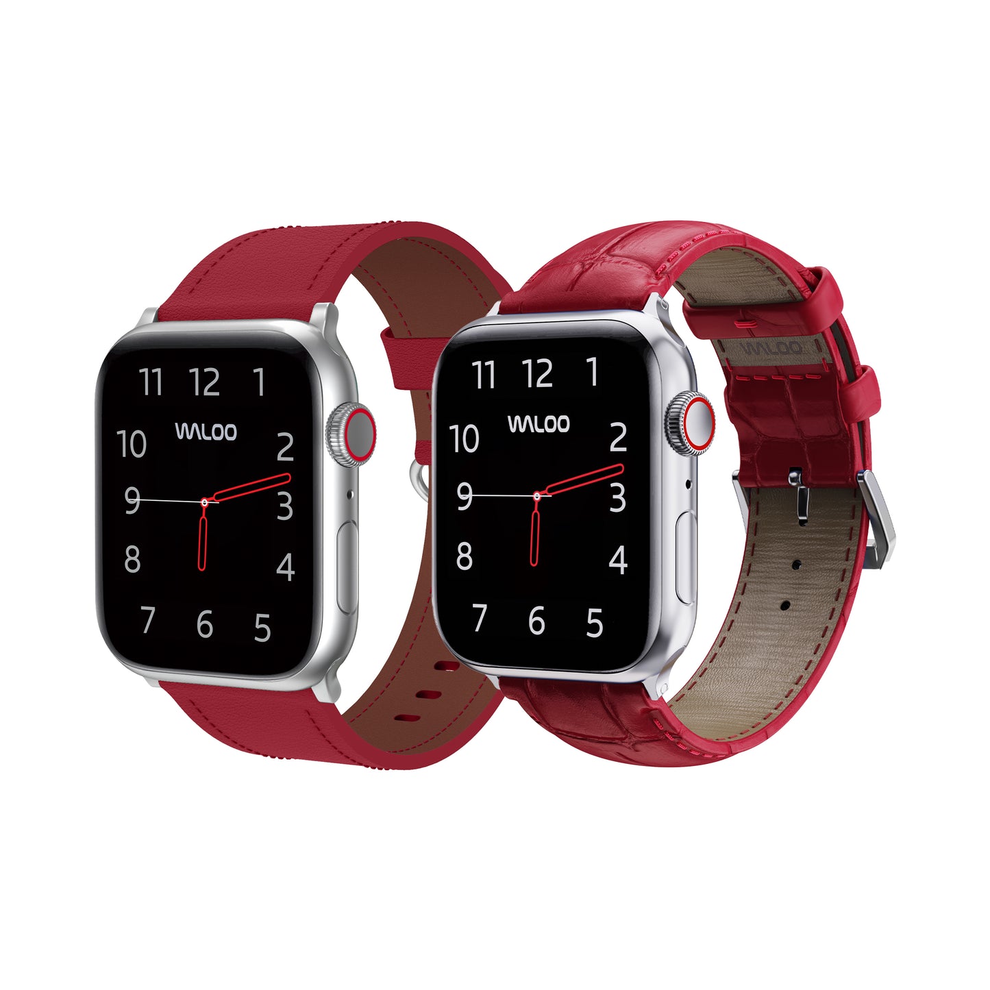 Waloo 2-Pack Classic Leather & Crocodile Leather Bands For Apple Watch