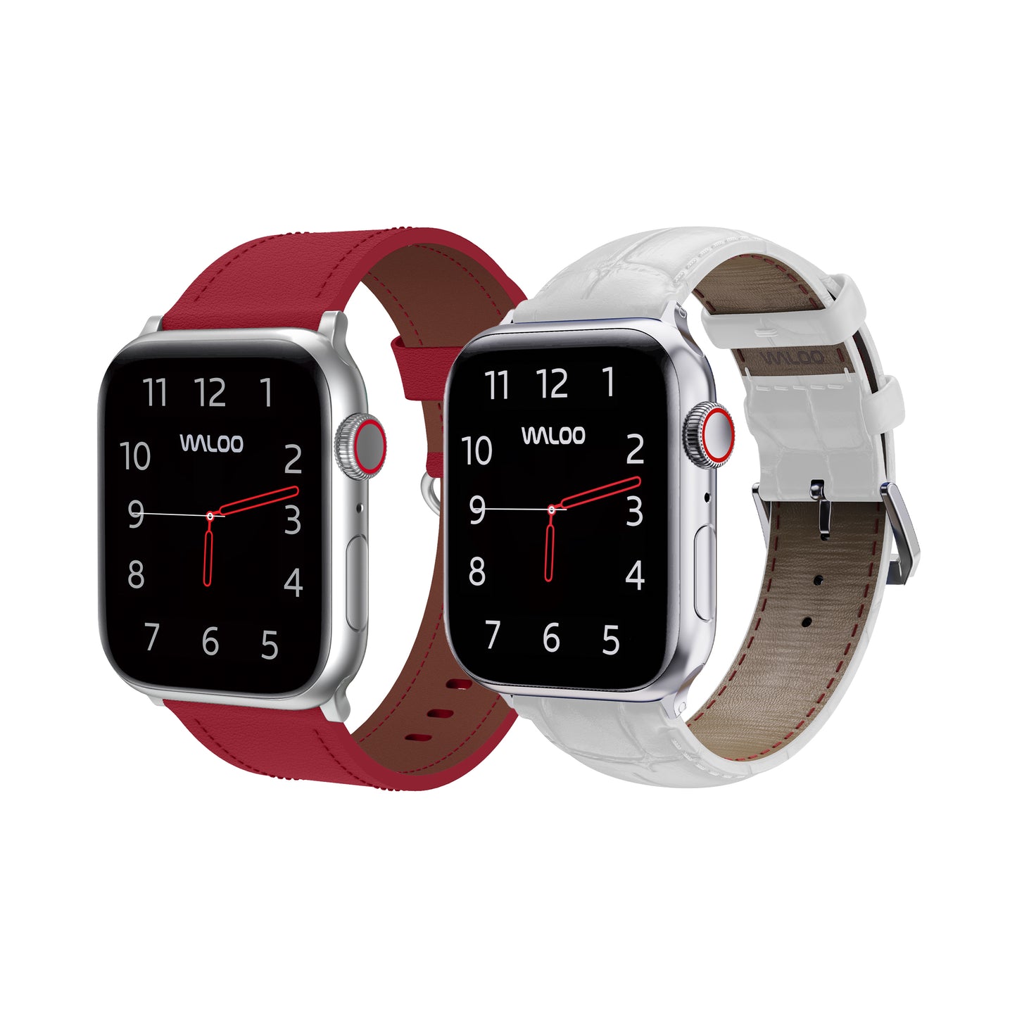 Waloo 2-Pack Classic Leather & Crocodile Leather Bands For Apple Watch