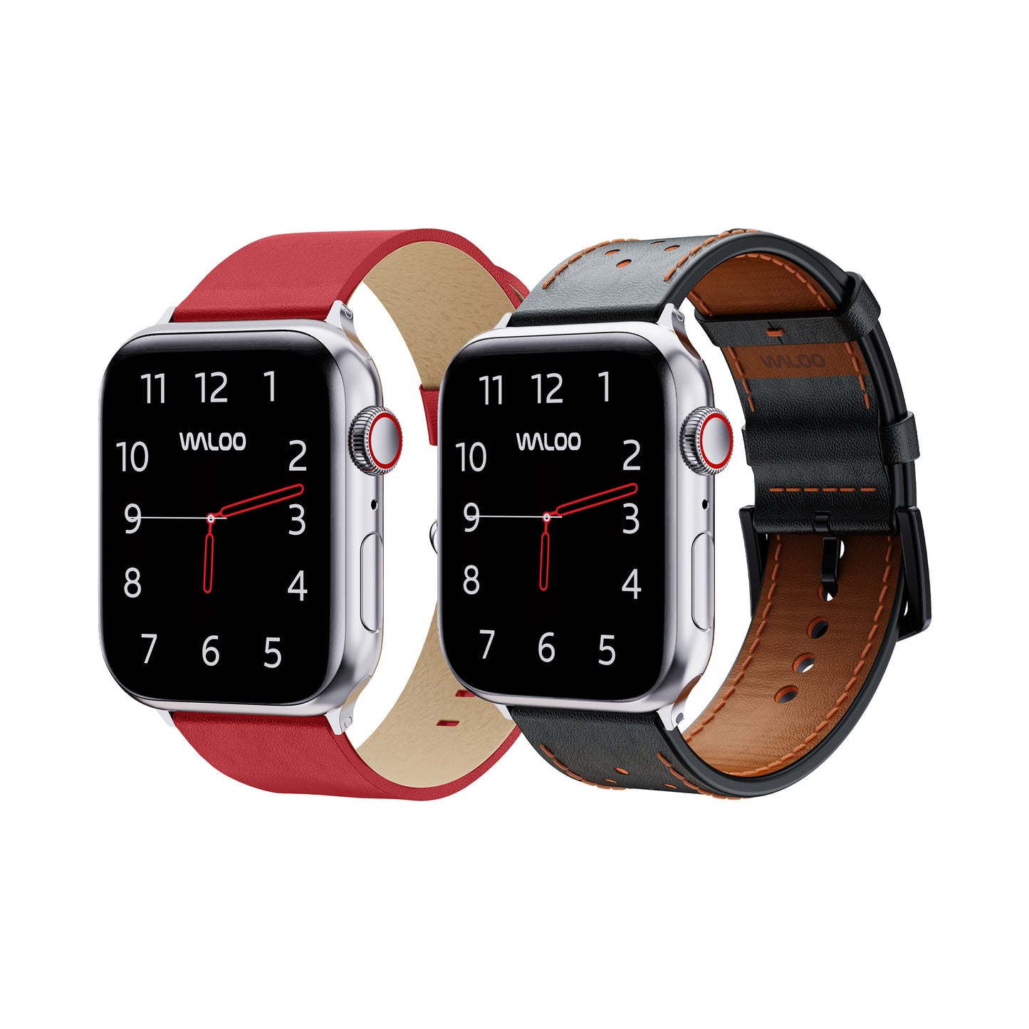 Waloo 2-Pack Leather Grain & Breathable Leather Bands For Apple Watch