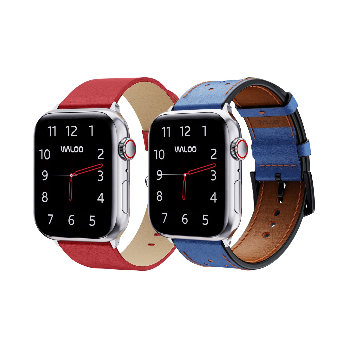 Waloo 2-Pack Leather Grain & Breathable Leather Bands For Apple Watch