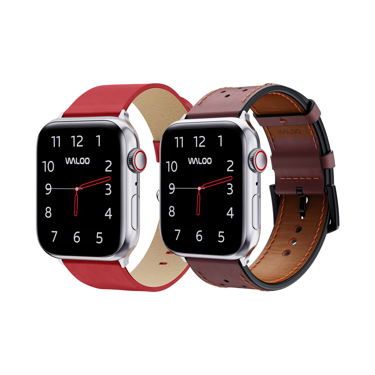 Waloo 2-Pack Leather Grain & Breathable Leather Bands For Apple Watch
