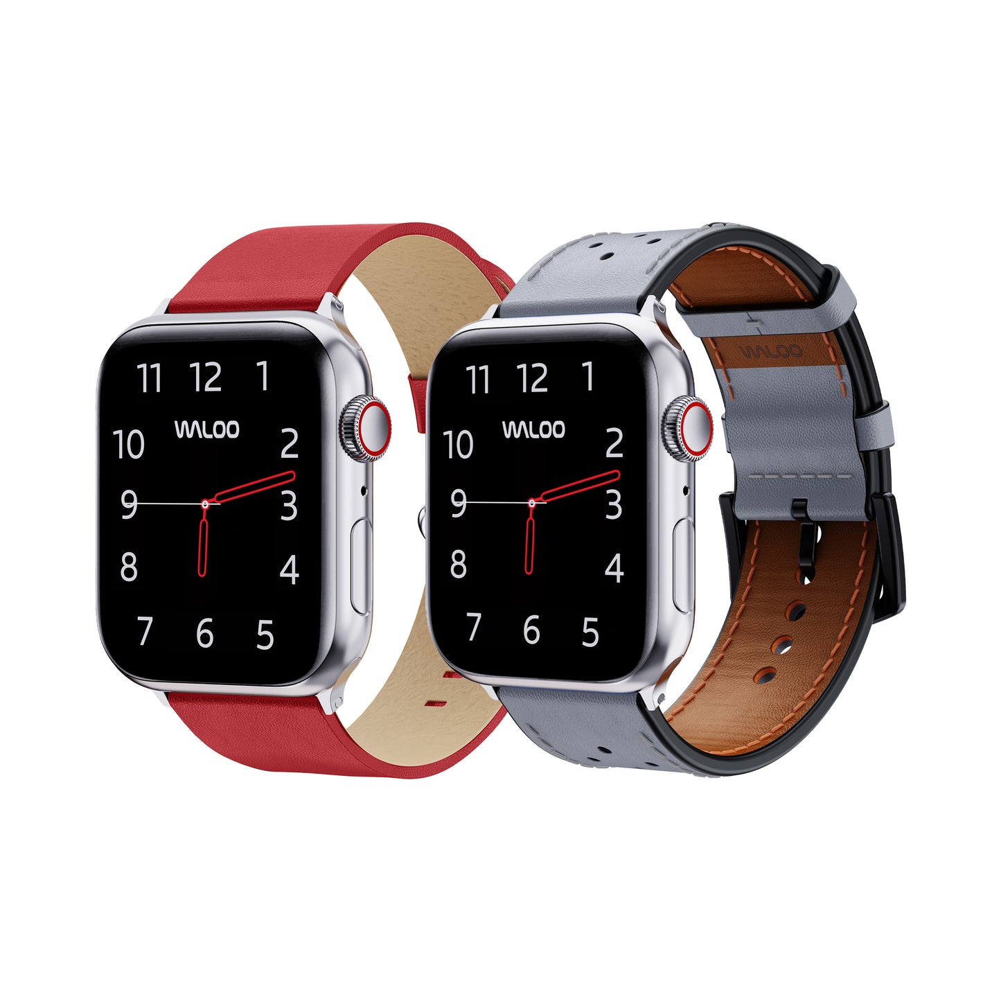 Waloo 2-Pack Leather Grain & Breathable Leather Bands For Apple Watch