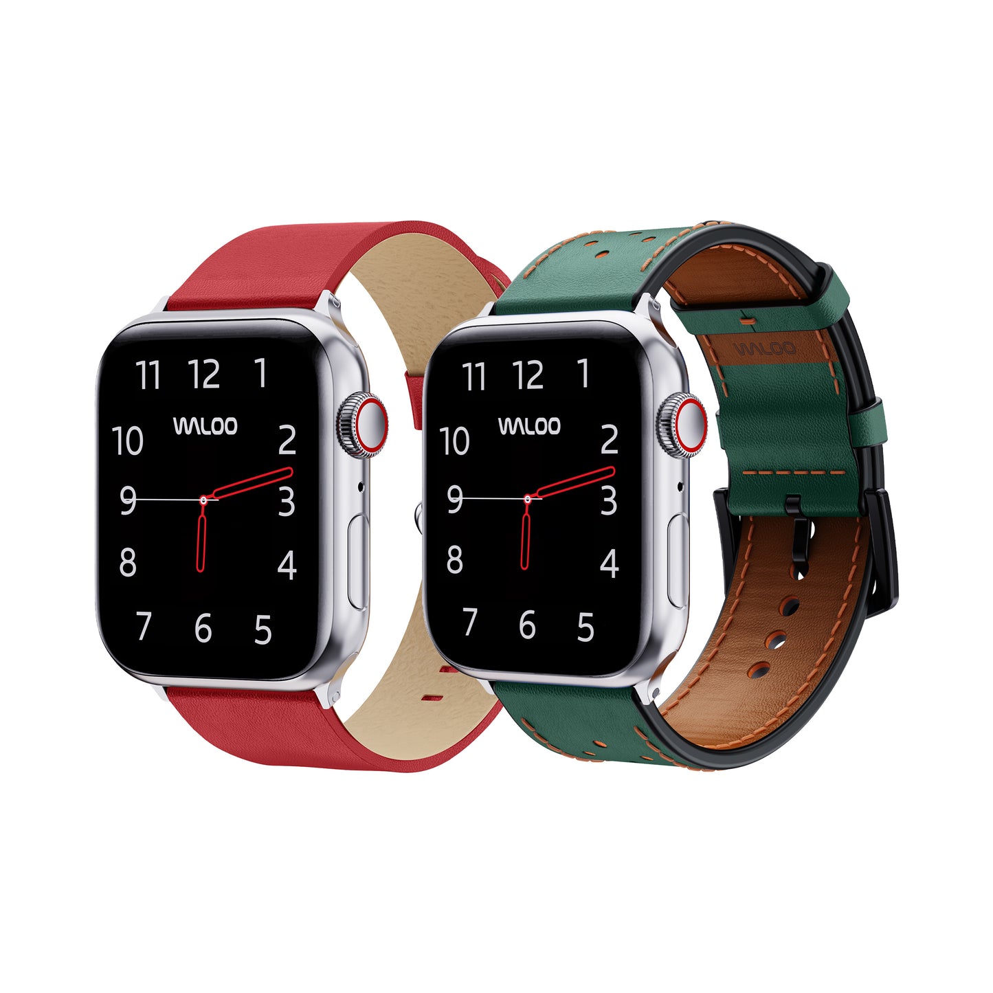 Waloo 2-Pack Leather Grain & Breathable Leather Bands For Apple Watch