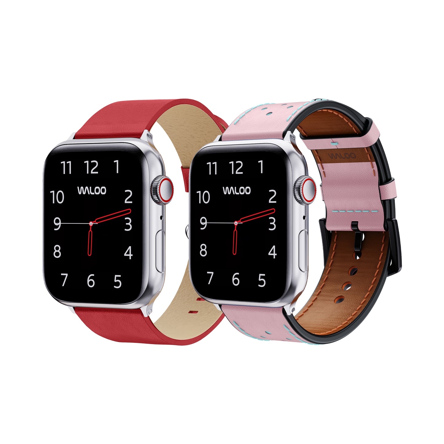 Waloo 2-Pack Leather Grain & Breathable Leather Bands For Apple Watch