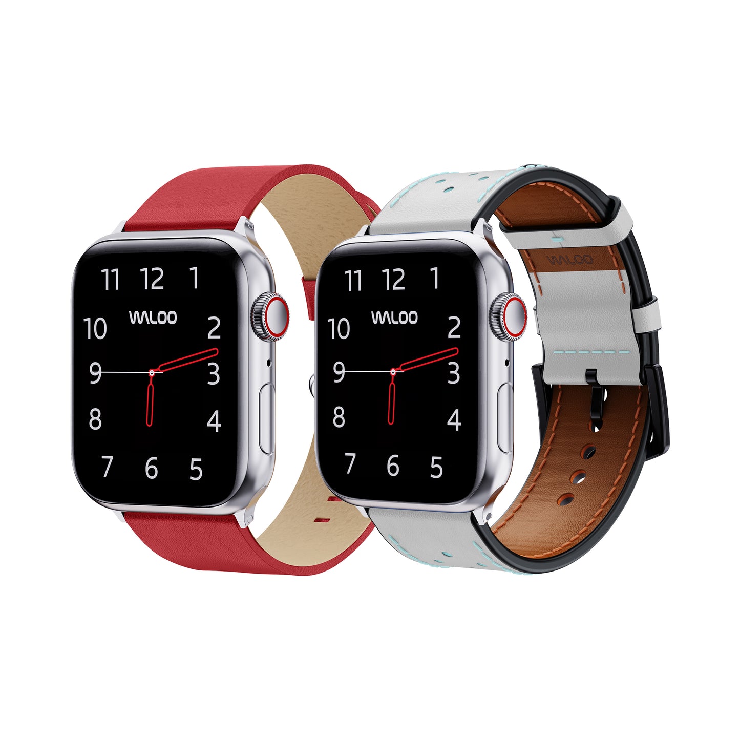 Waloo 2-Pack Leather Grain & Breathable Leather Bands For Apple Watch