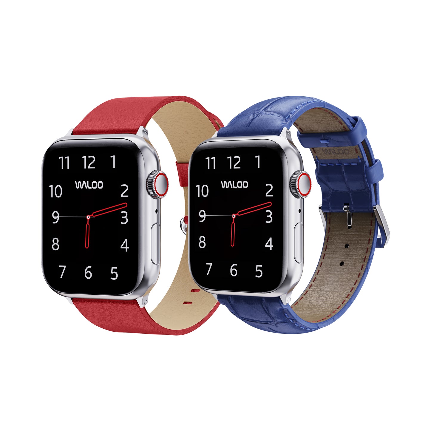 Waloo 2-Pack Leather Grain & Crocodile Leather Bands For Apple Watch
