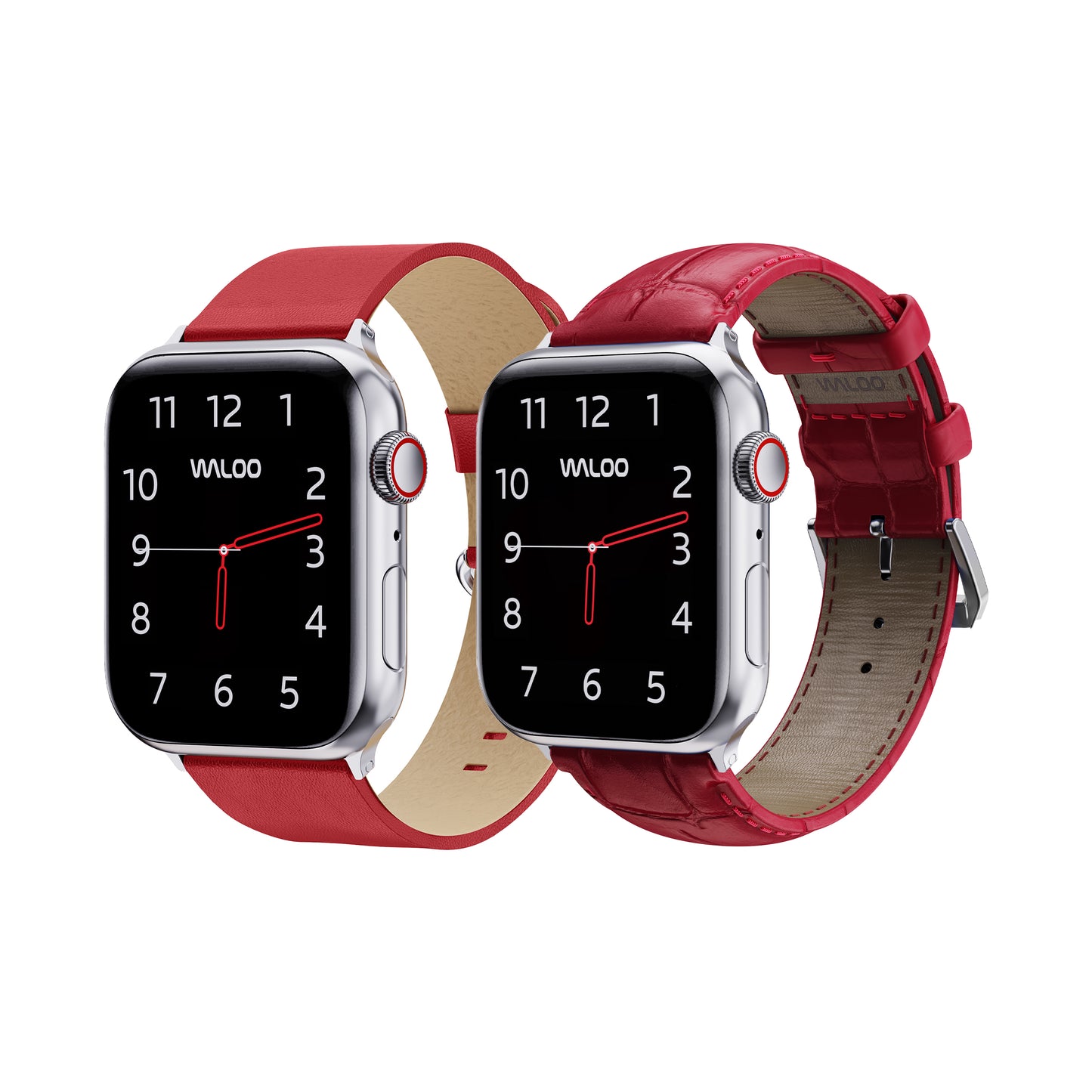 Waloo 2-Pack Leather Grain & Crocodile Leather Bands For Apple Watch
