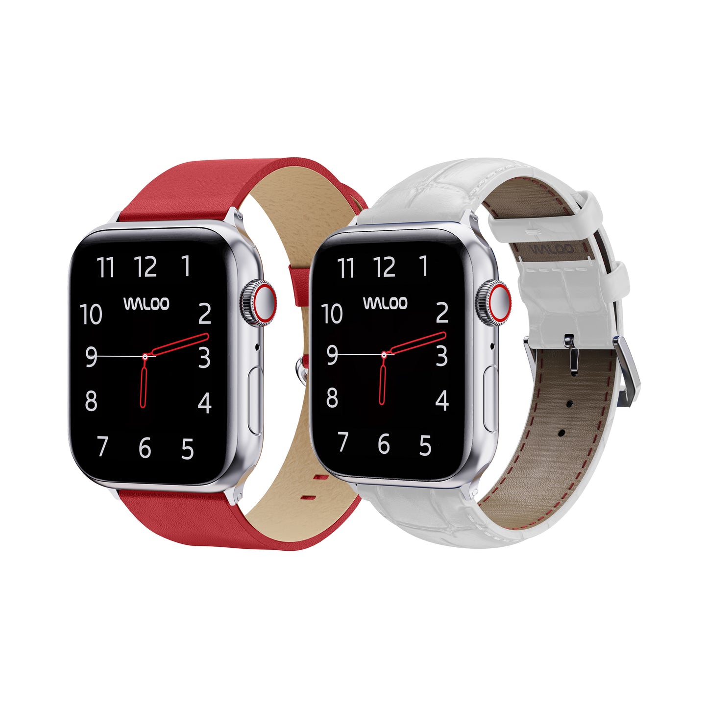 Waloo 2-Pack Leather Grain & Crocodile Leather Bands For Apple Watch