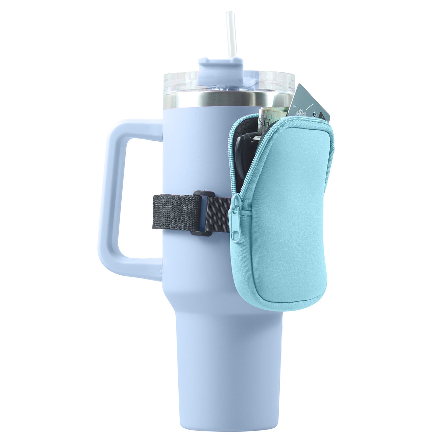 Tumbler Bottle Pouch W/ Zipper & Built in Pocket