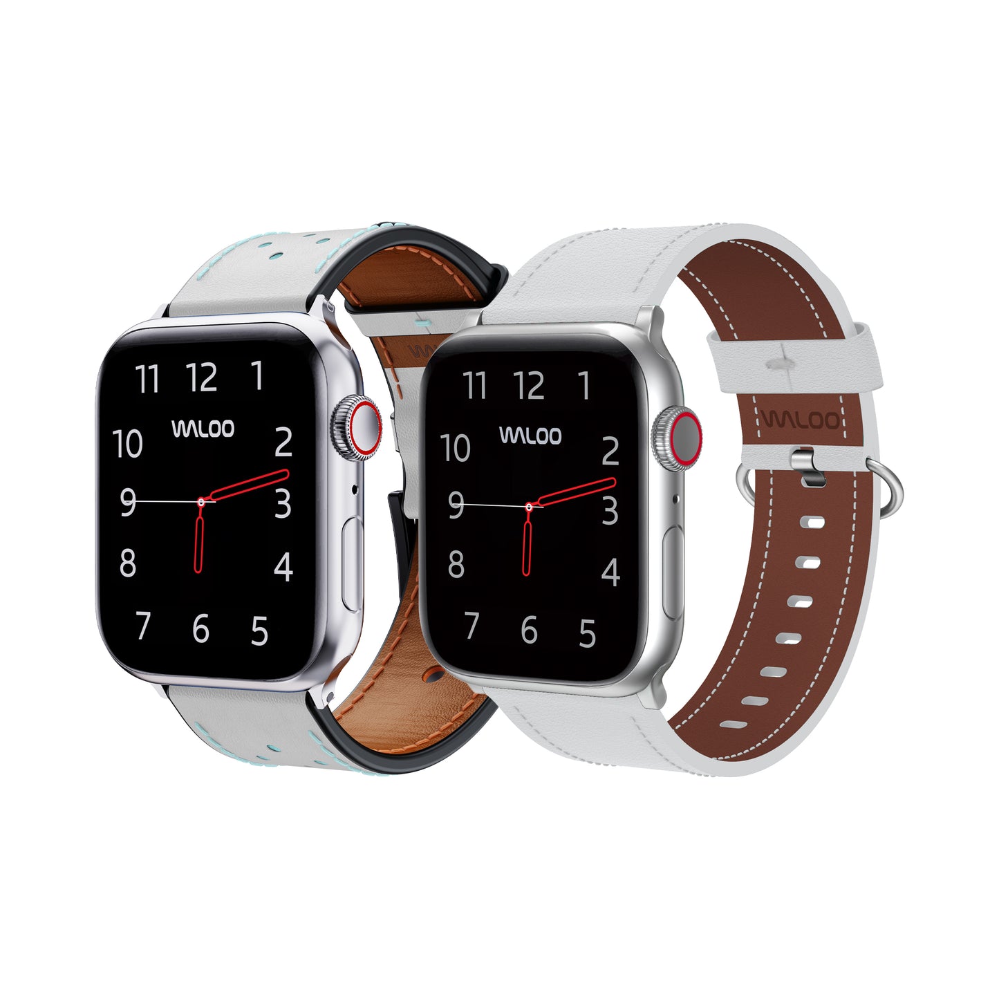 Waloo 2-Pack Breathable Leather & Classic Leather Bands For Apple Watch