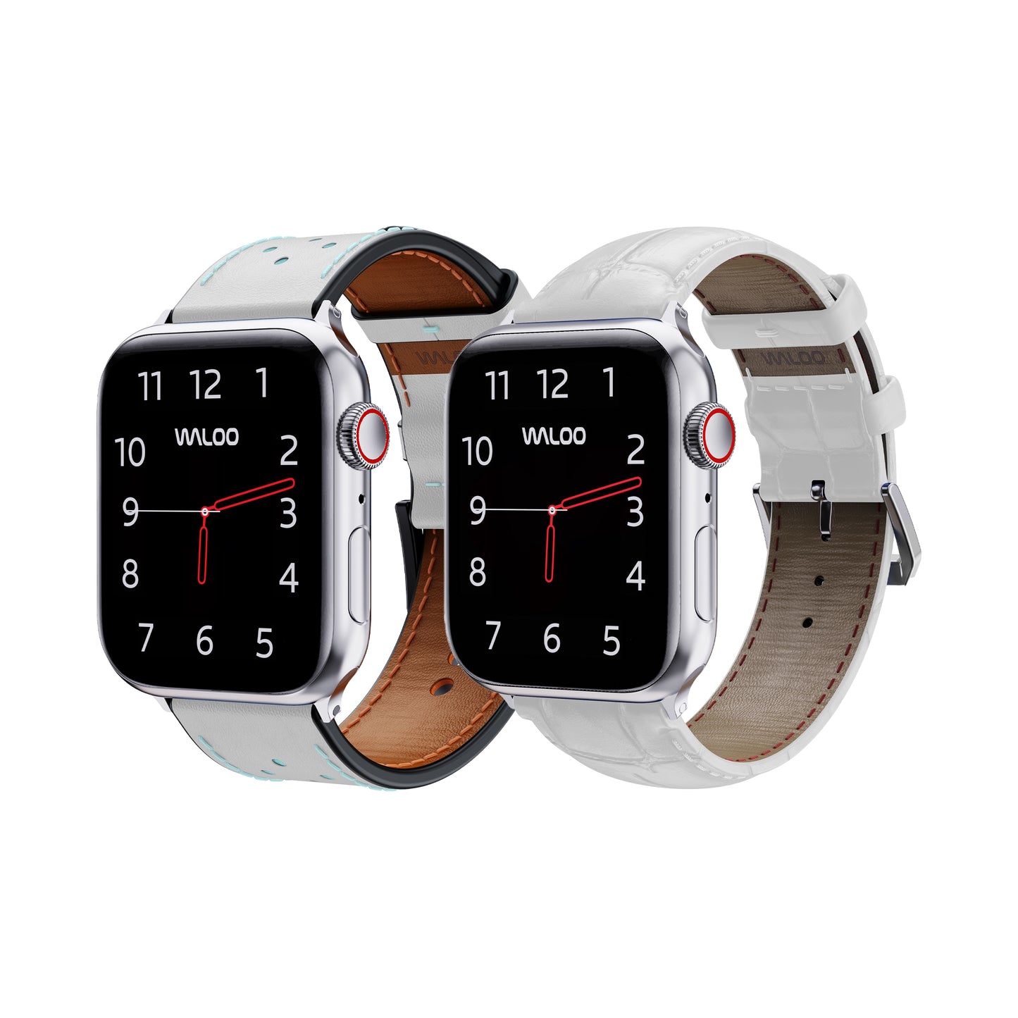 Waloo 2-Pack Breathable Leather & Crocodile Leather Bands For Apple Watch