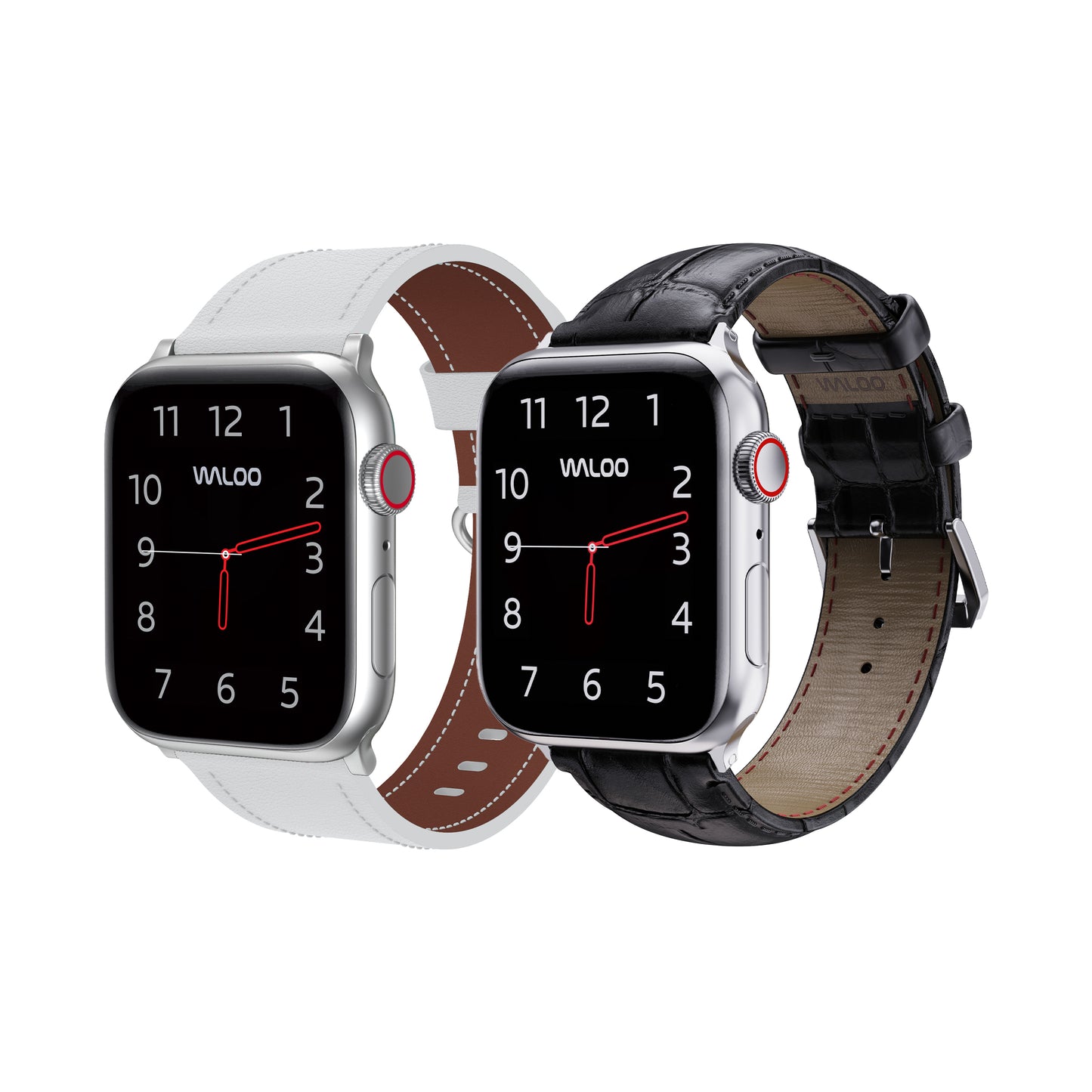Waloo 2-Pack Classic Leather & Crocodile Leather Bands For Apple Watch