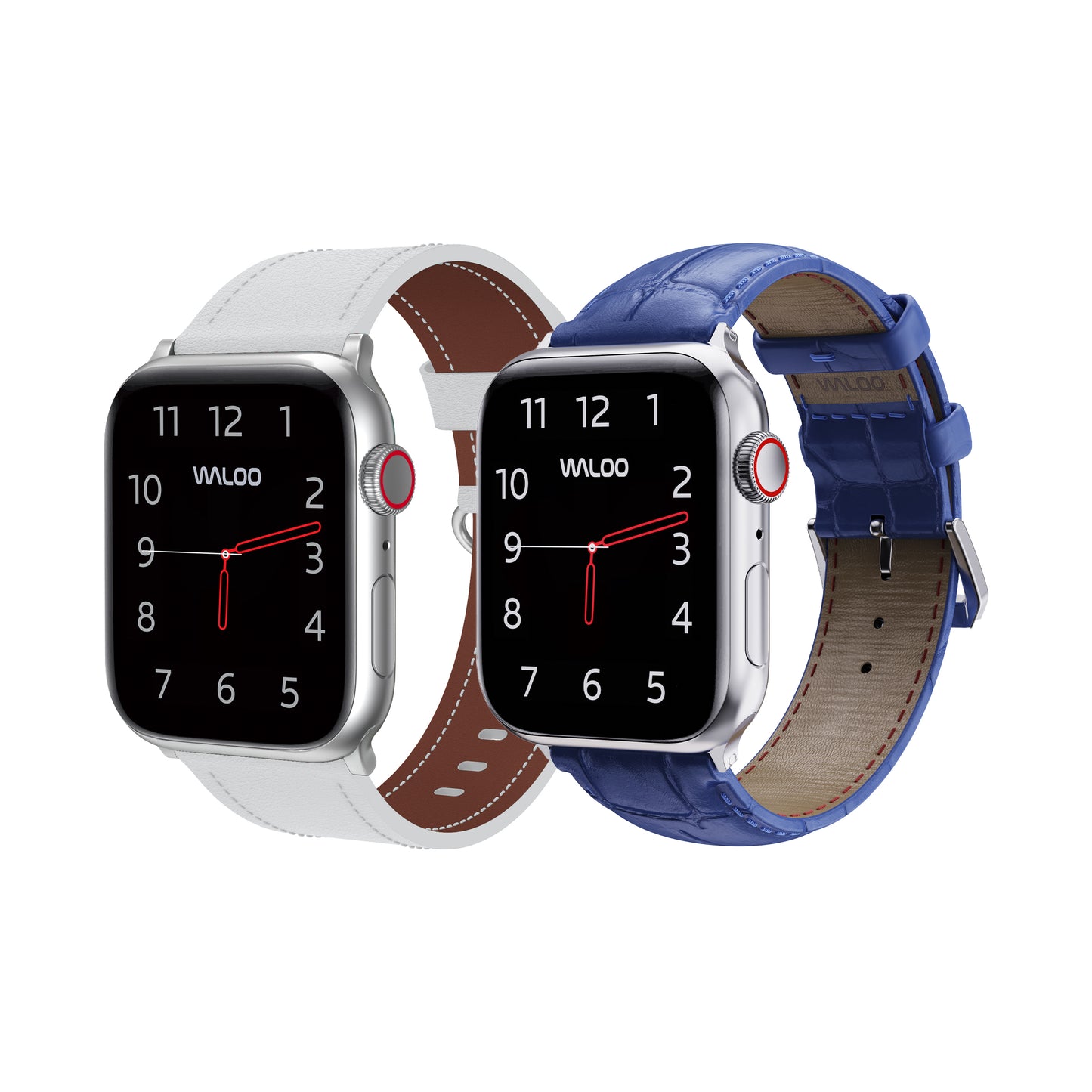 Waloo 2-Pack Classic Leather & Crocodile Leather Bands For Apple Watch