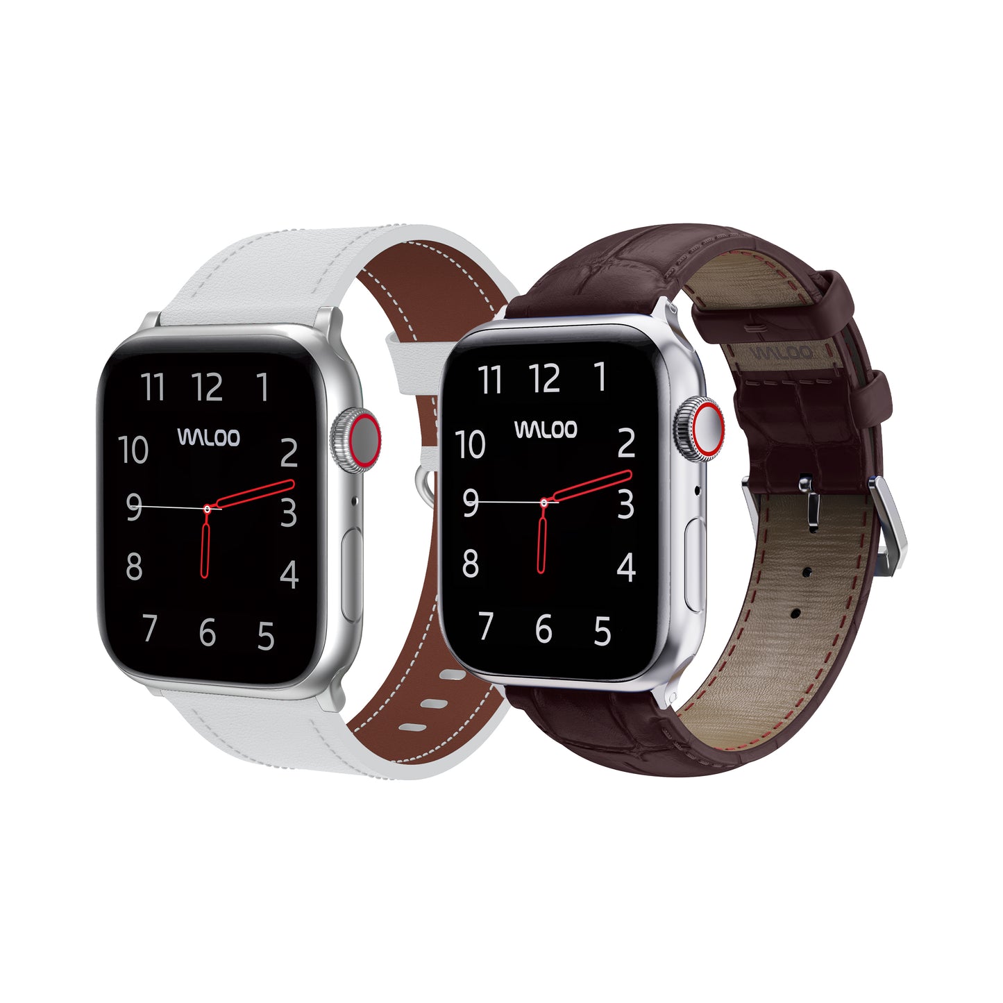 Waloo 2-Pack Classic Leather & Crocodile Leather Bands For Apple Watch