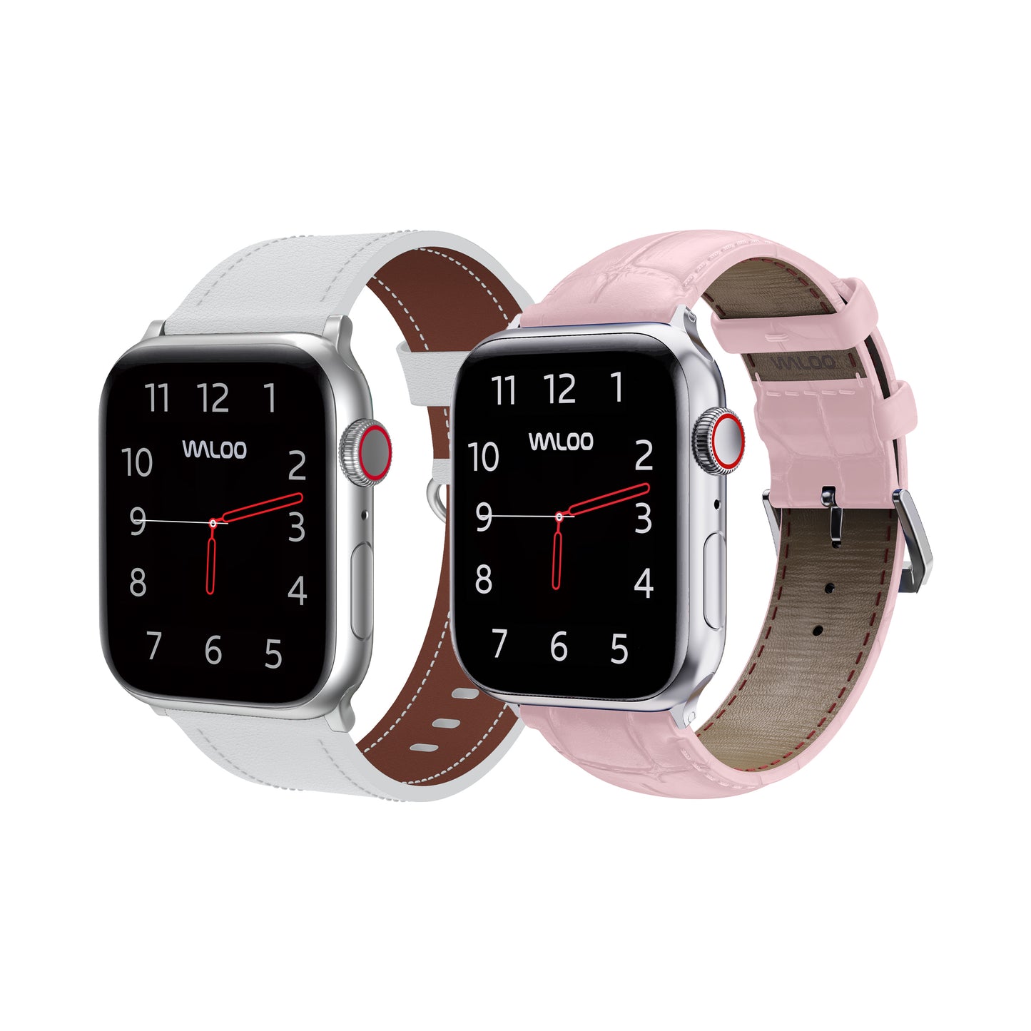 Waloo 2-Pack Classic Leather & Crocodile Leather Bands For Apple Watch