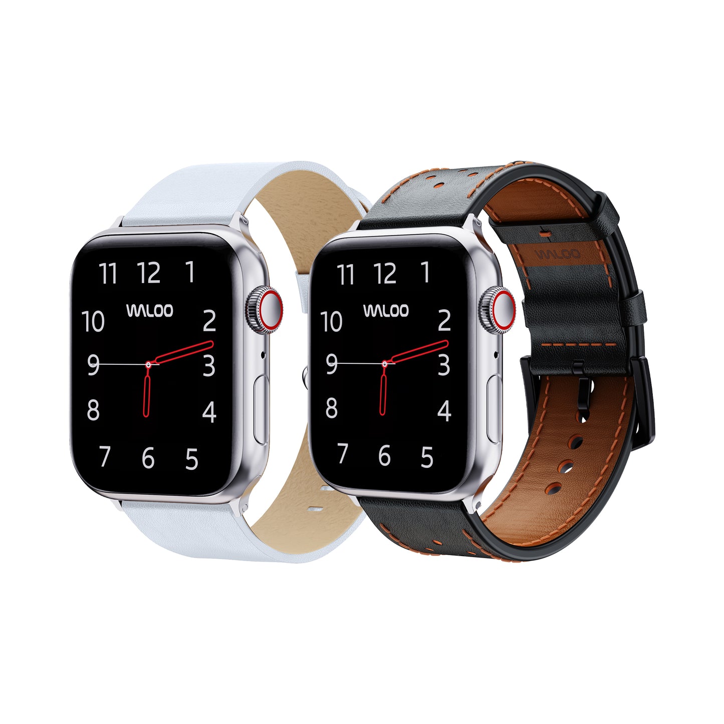 Waloo 2-Pack Leather Grain & Breathable Leather Bands For Apple Watch