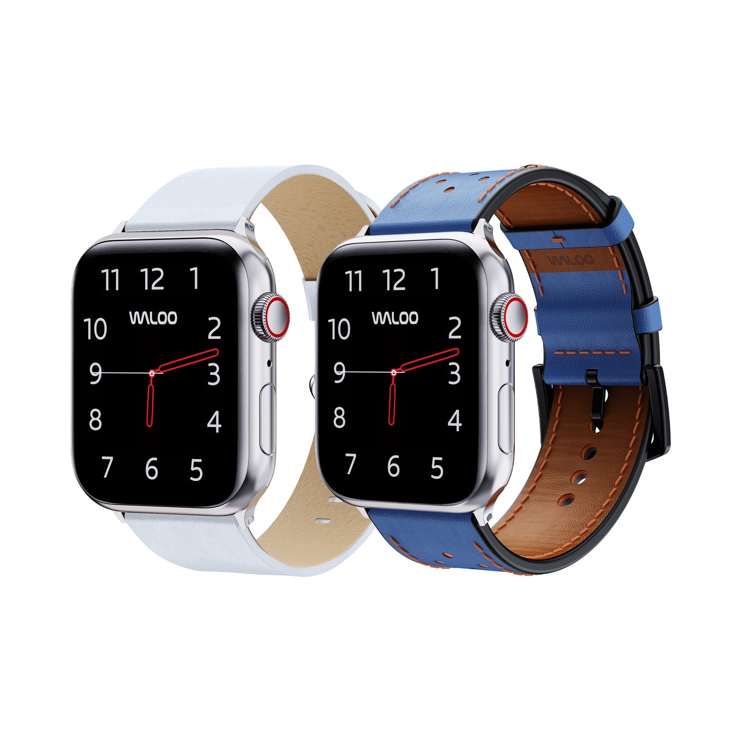 Waloo 2-Pack Leather Grain & Breathable Leather Bands For Apple Watch