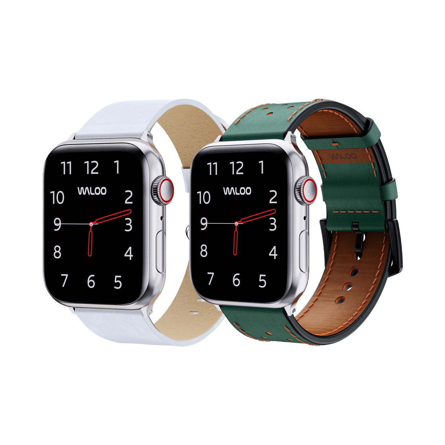 Waloo 2-Pack Leather Grain & Breathable Leather Bands For Apple Watch