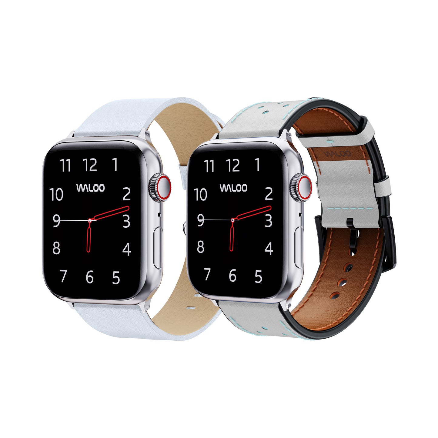 Waloo 2-Pack Leather Grain & Breathable Leather Bands For Apple Watch