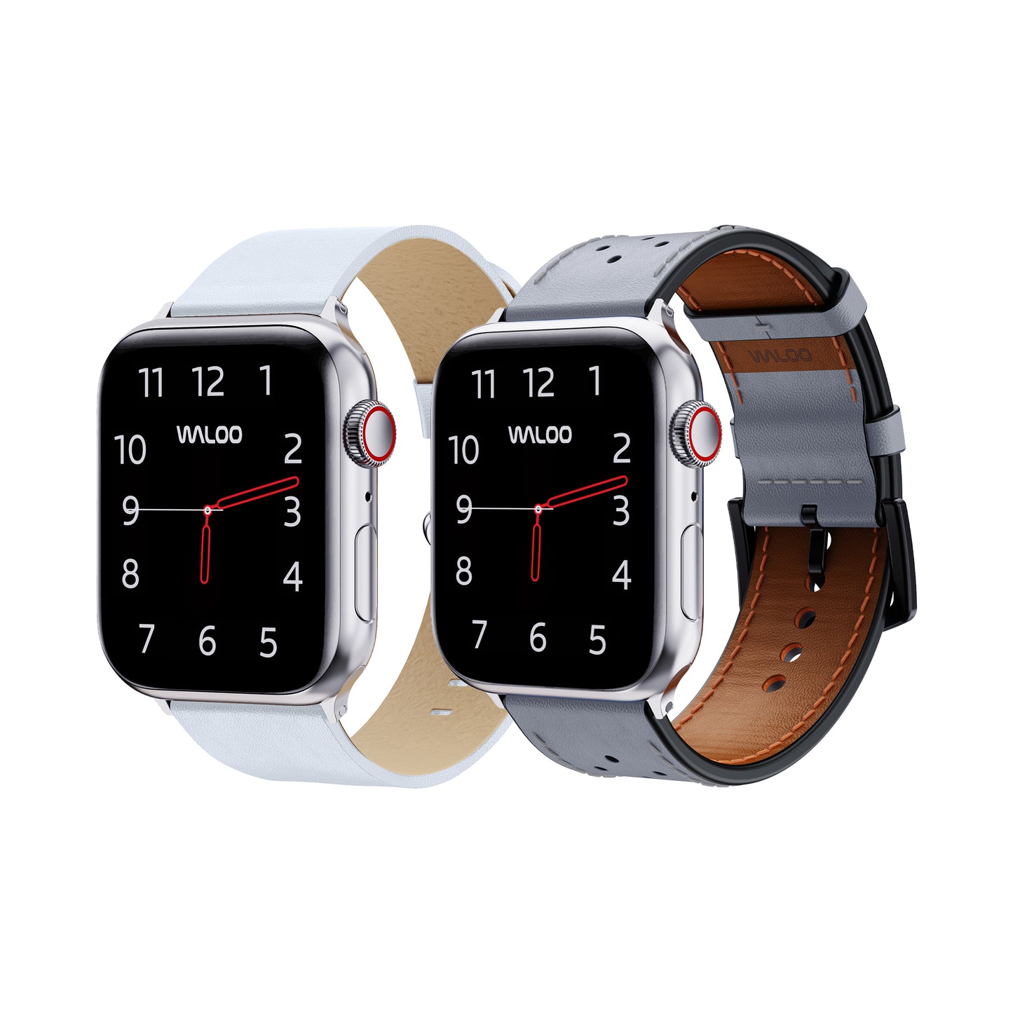 Waloo 2-Pack Leather Grain & Breathable Leather Bands For Apple Watch