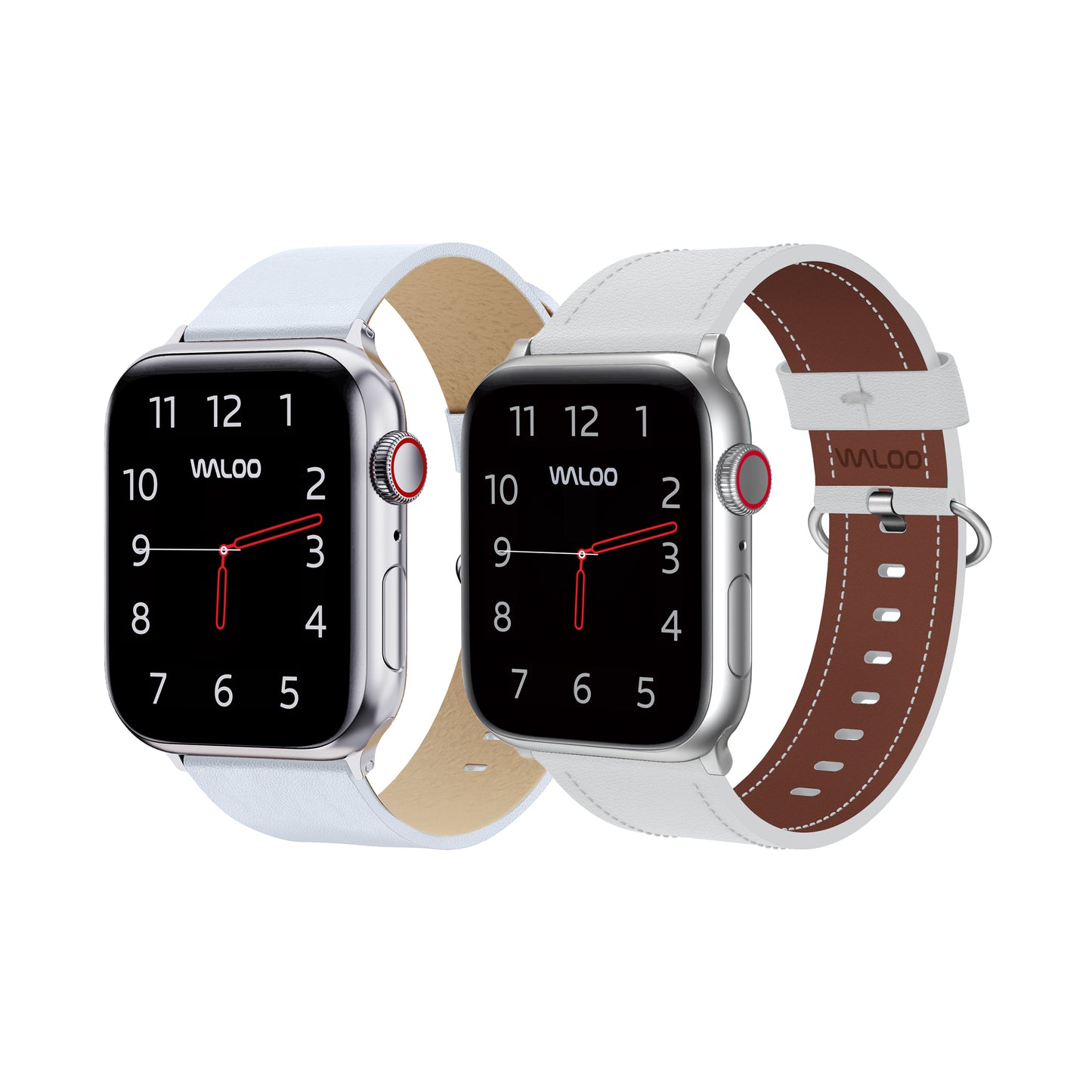 Waloo 2-Pack Leather Grain & Classic Leather Bands For Apple Watch