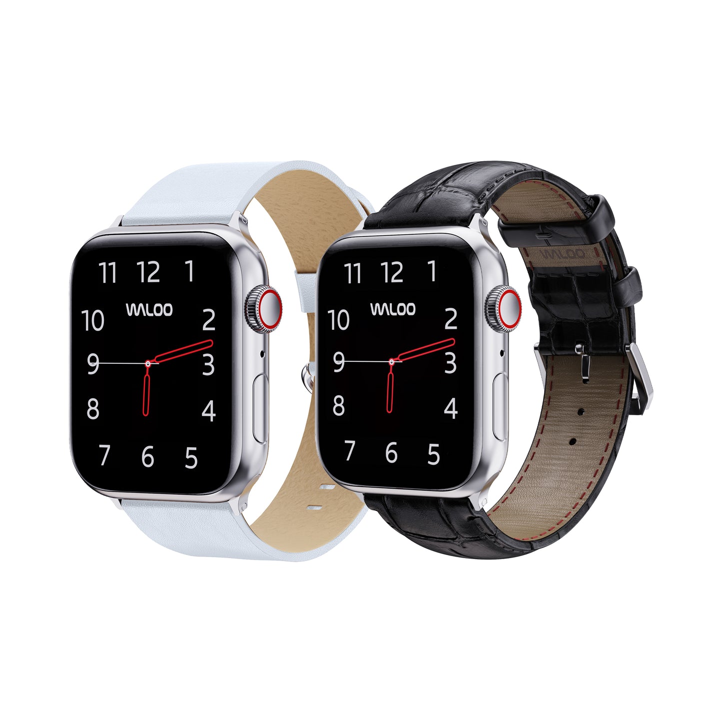Waloo 2-Pack Leather Grain & Crocodile Leather Bands For Apple Watch